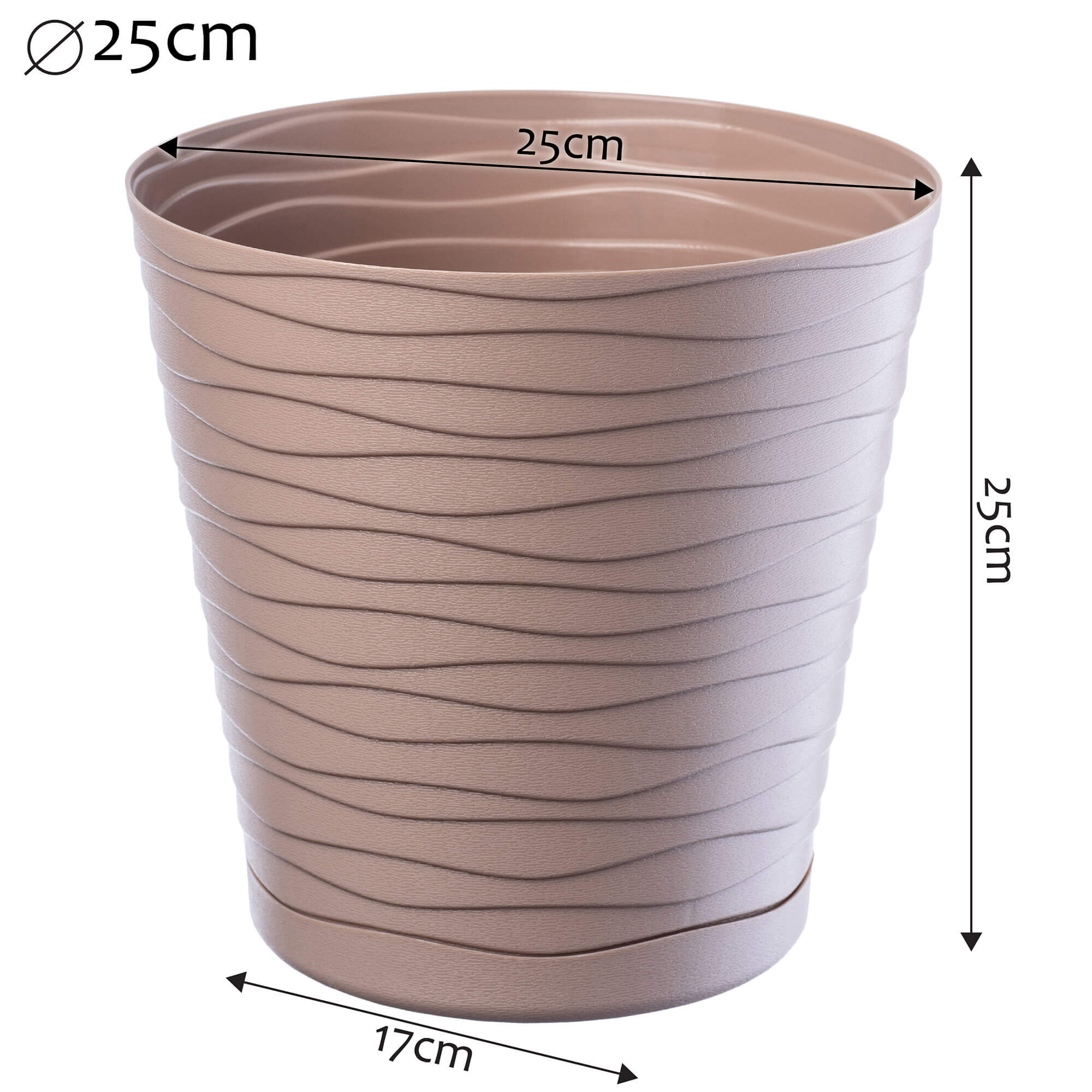 Doniczka z podstawką Greve 25 cm, beżowa