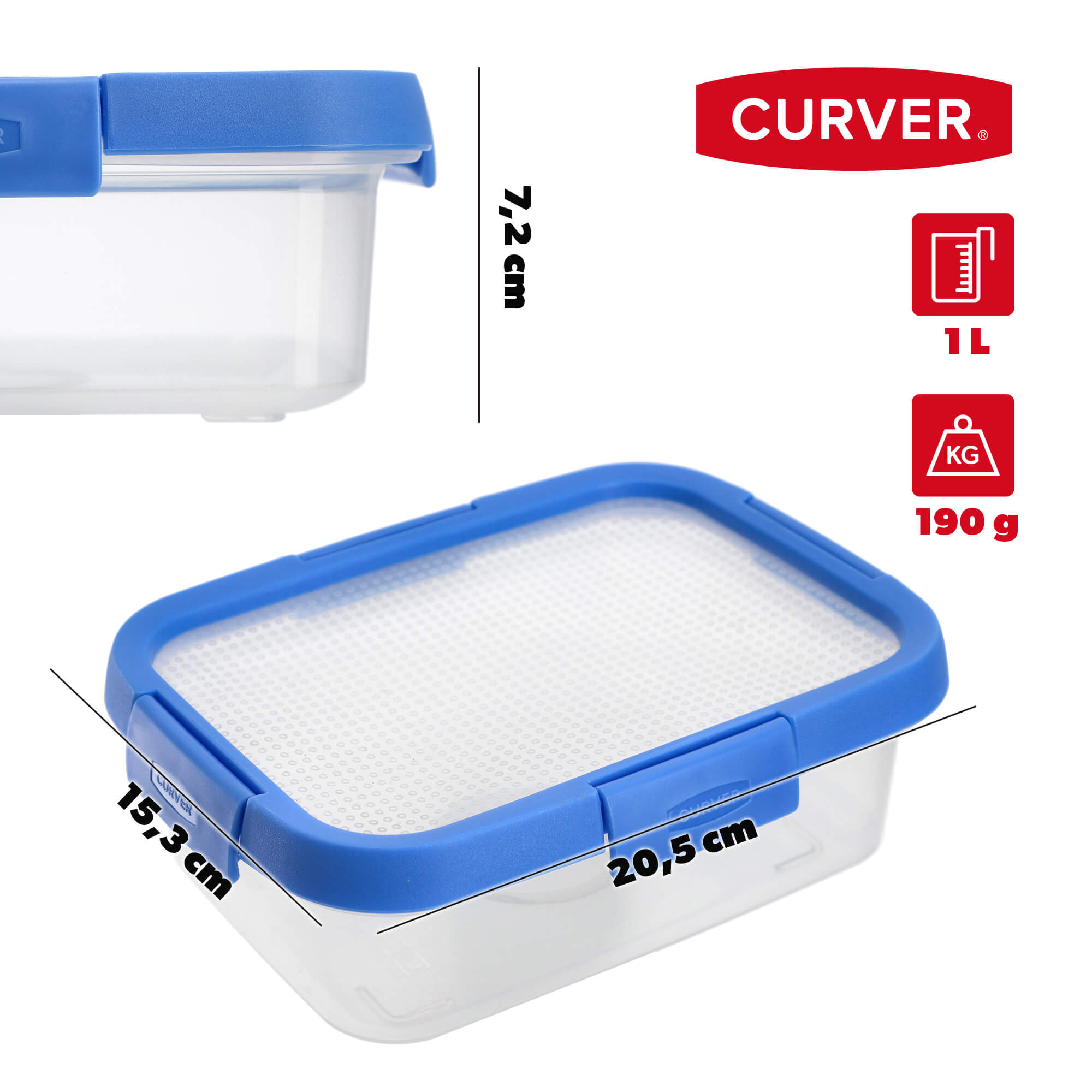 Pojemnik na żywność Curver Smart Flexi 1L, niebieski