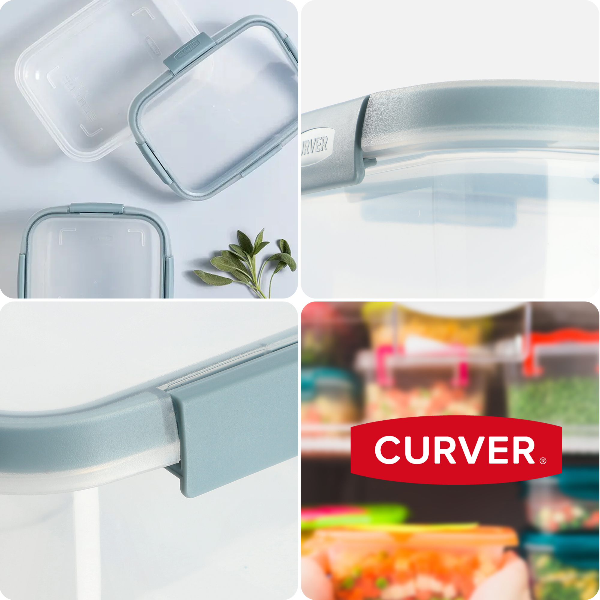 Pojemnik na żywność 0.9L Curver Smart Fresh Eco, szarobłękitny