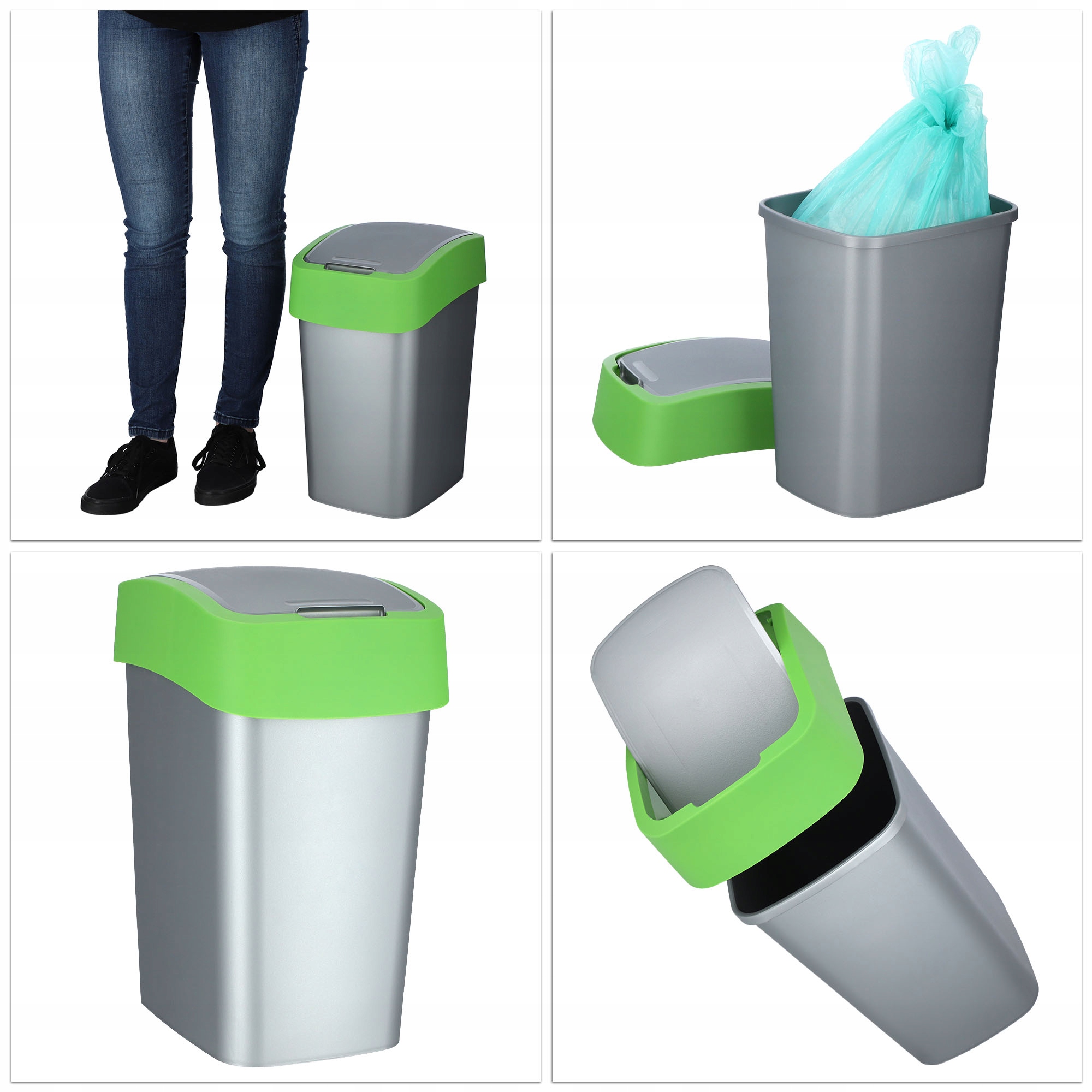 Kosz na śmieci Curver Flip Bin 25L, zielony