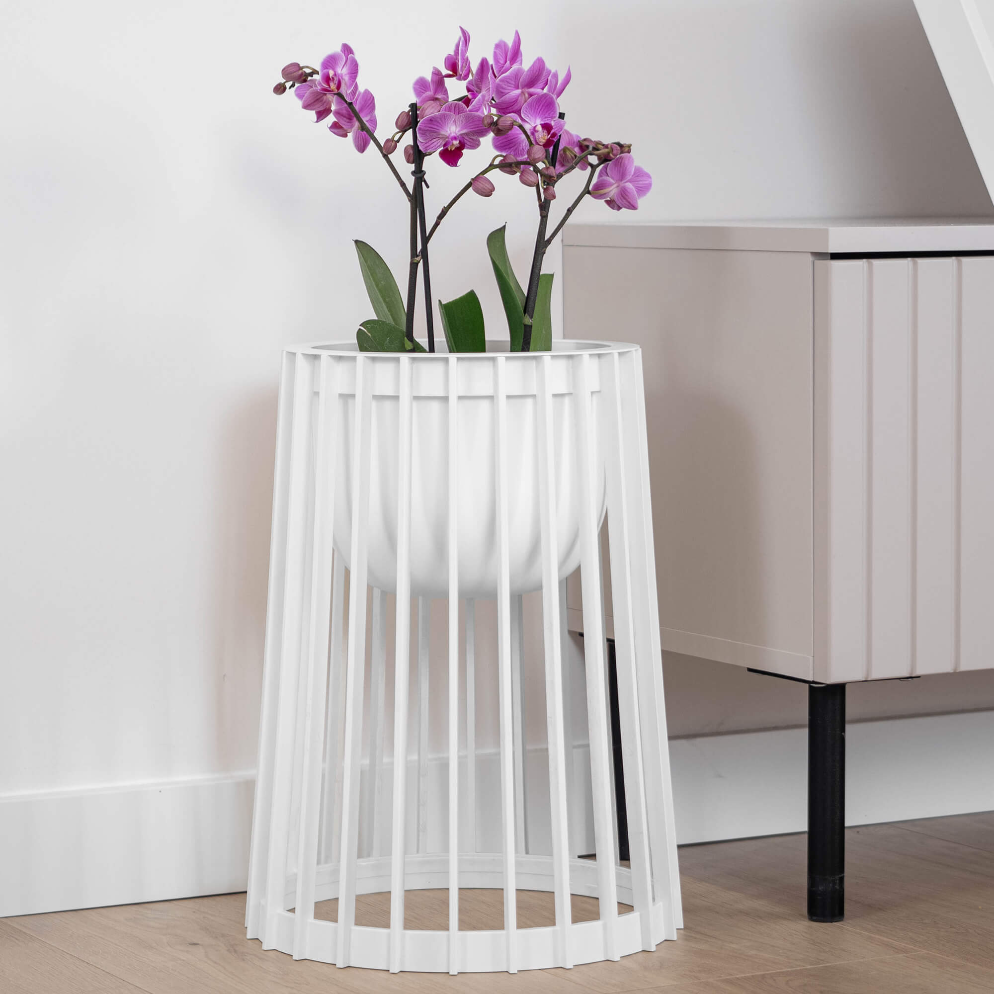 Kwietnik dwustronny Aytre 40 cm biały + wkład