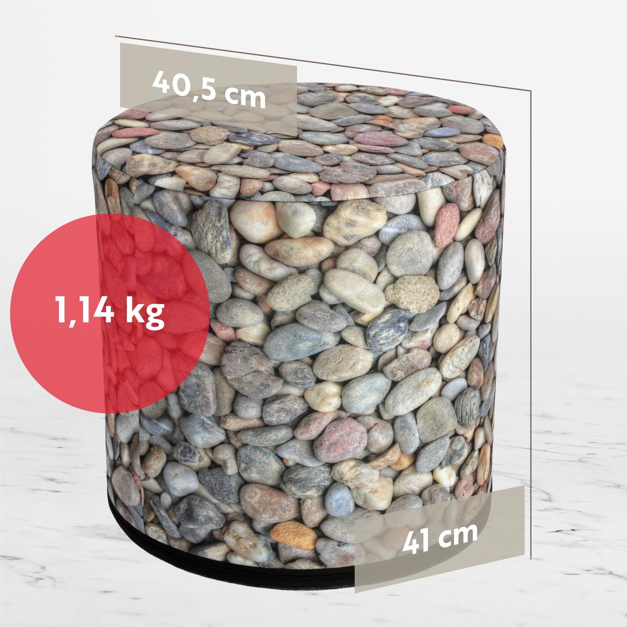 Pufa dekoracyjna Fasano 40 x 41 cm, kamyki