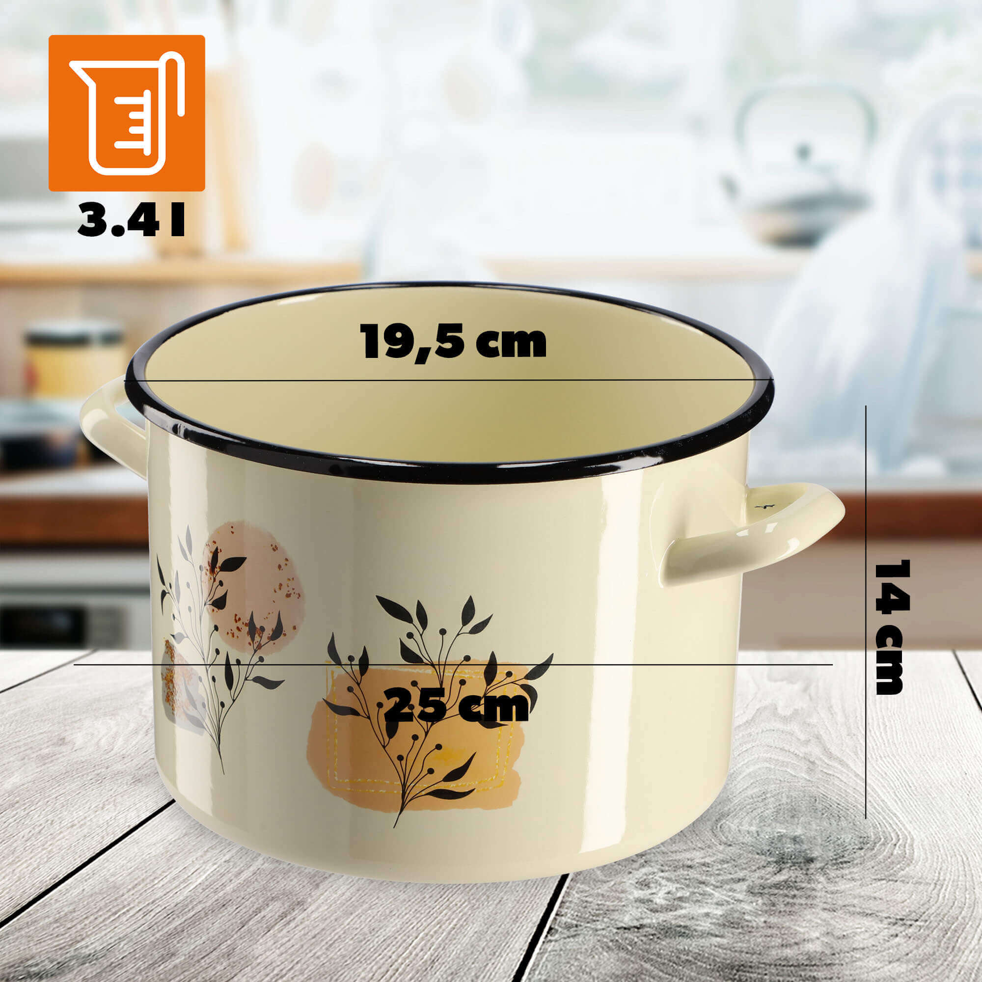 Garnek Emaliowany Luca 3.4L, liście