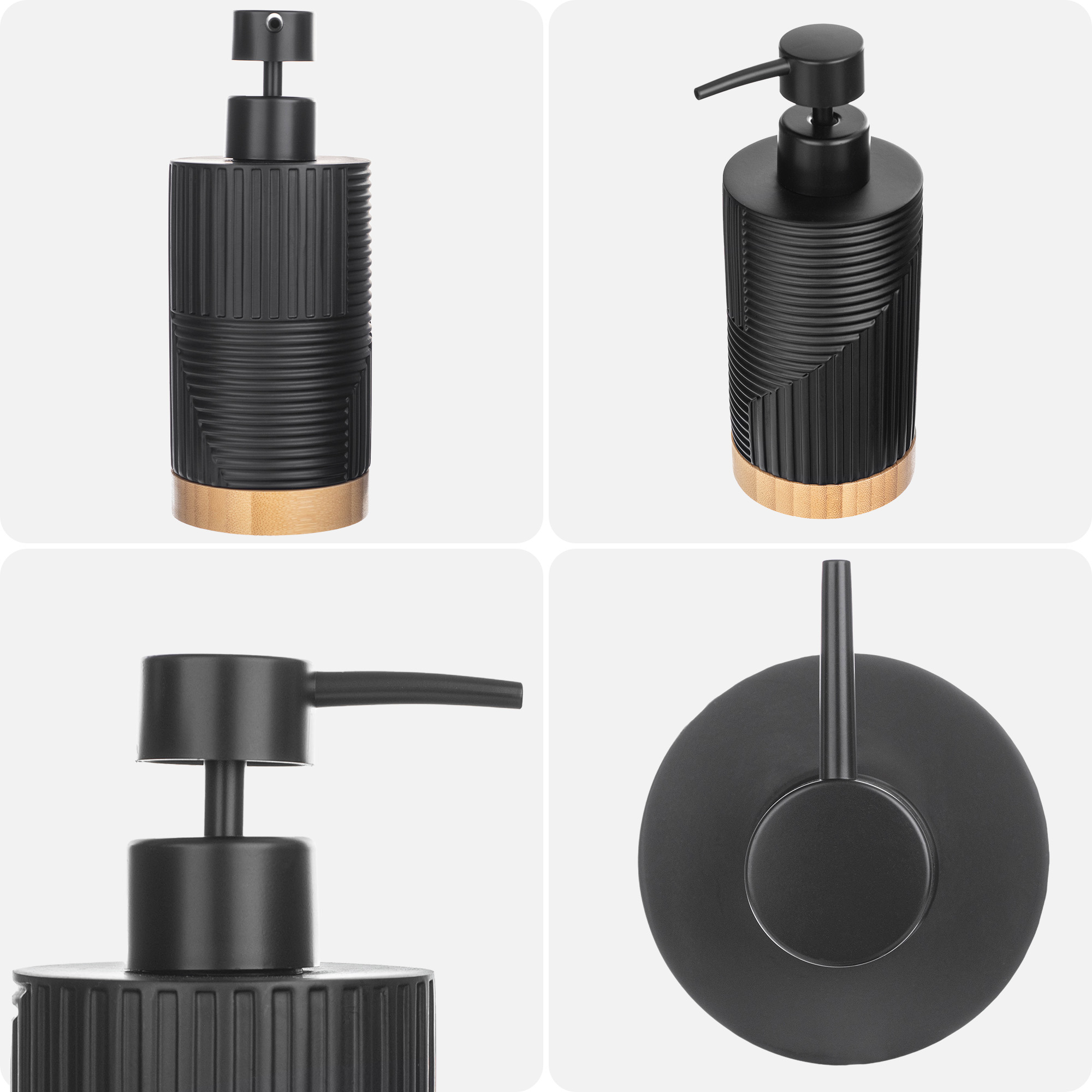 Zestaw Lunel dozownik na mydło+kubek łazienkowy+szczotka WC czarny