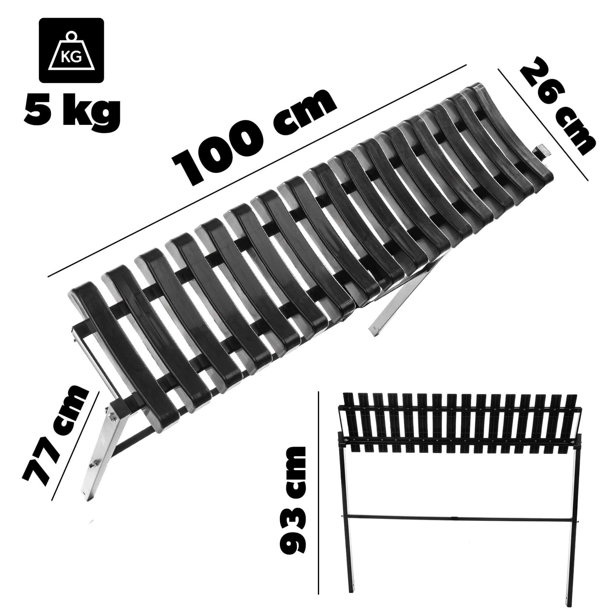 Ławka cmentarna składana Vernon 77x100cm czarna