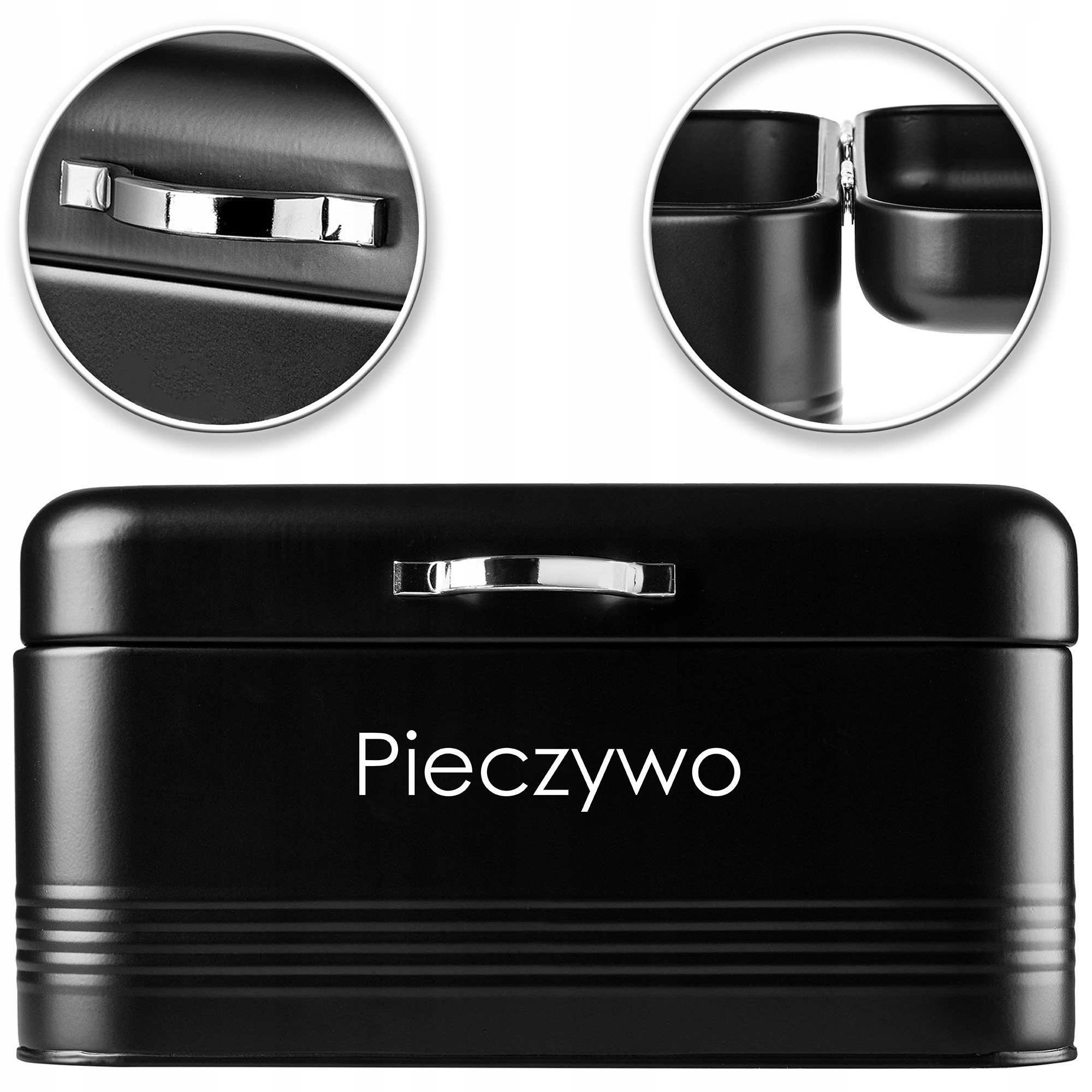 Zestaw pojemników Tufo na chleb, kawę, herbatę i cukier, czarny