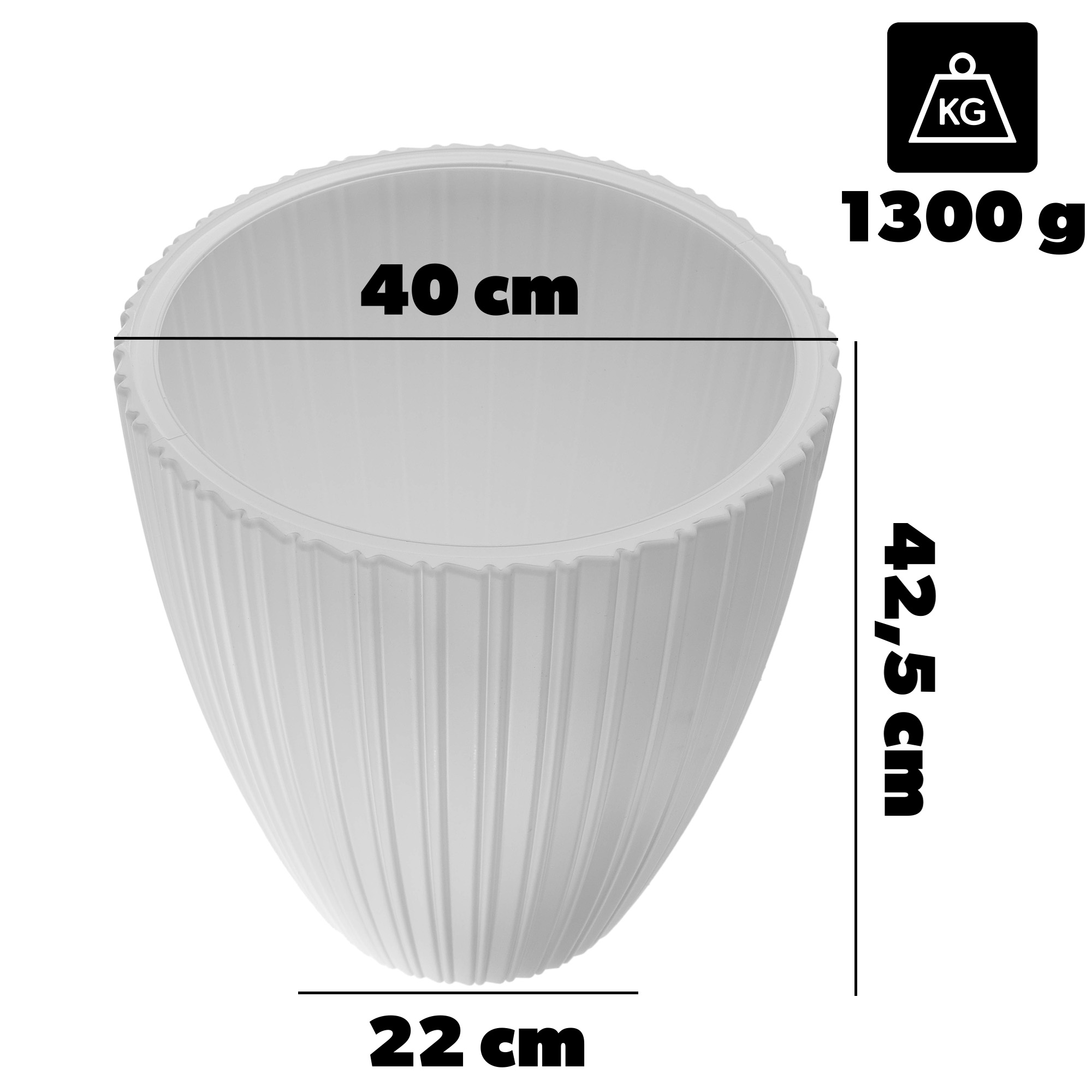 Doniczka na kwiaty Raivael 40 cm biała
