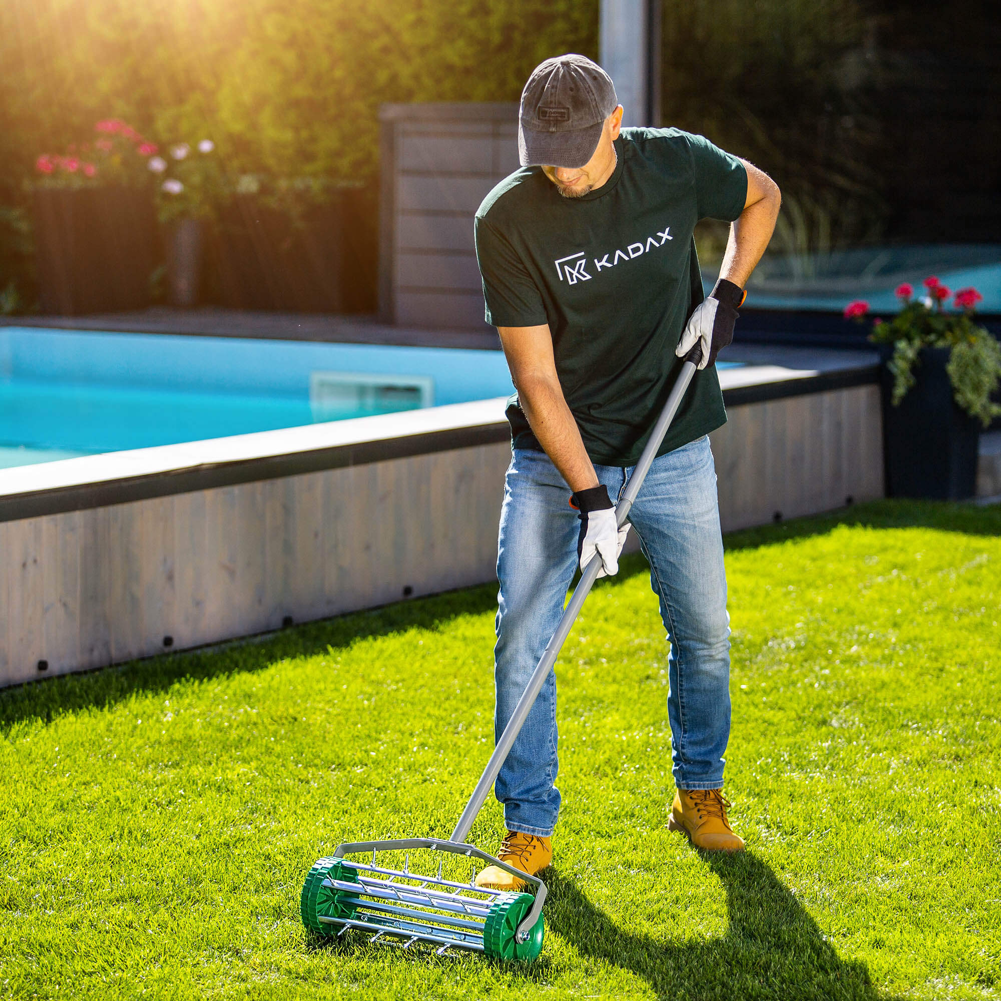 Ręczny aerator do trawy Udel, zielony