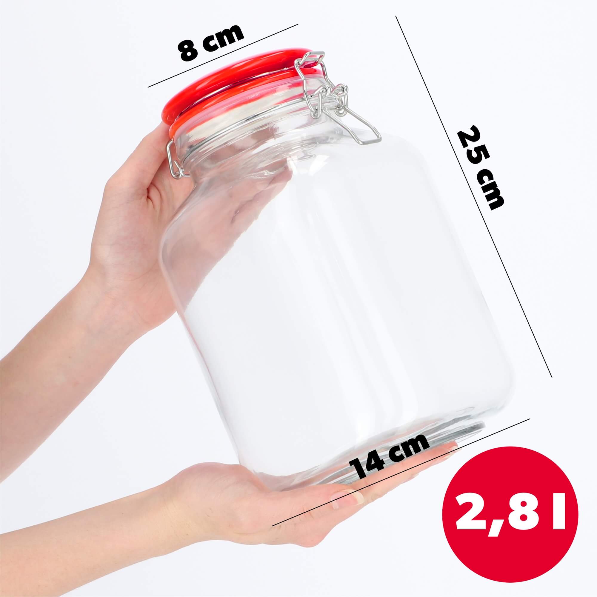 Słoik hermetyczny z ceramiczną pokrywą 2.8L czerwony