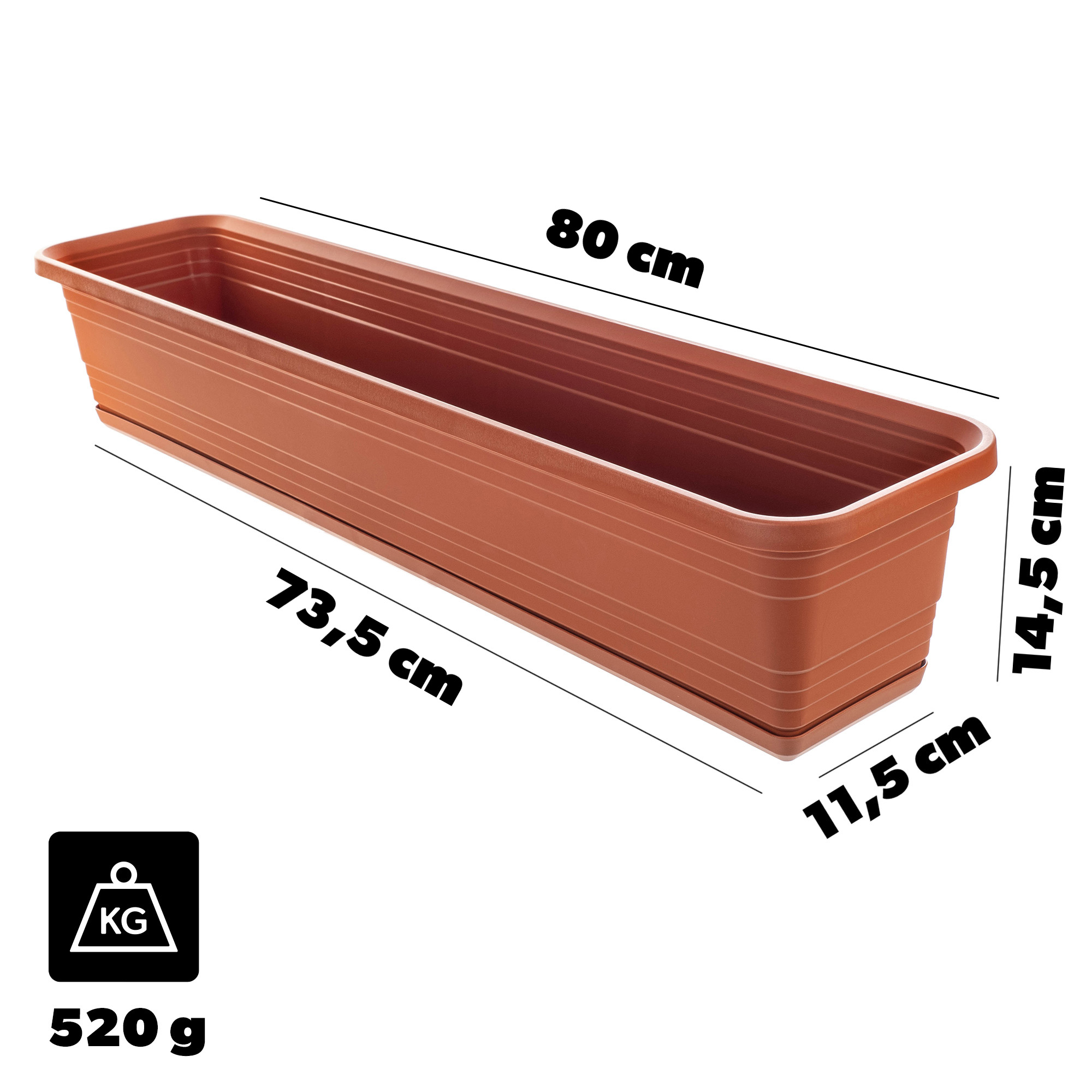 Skrzynka balkonowa z podstawką Paulin 80cm terrakota