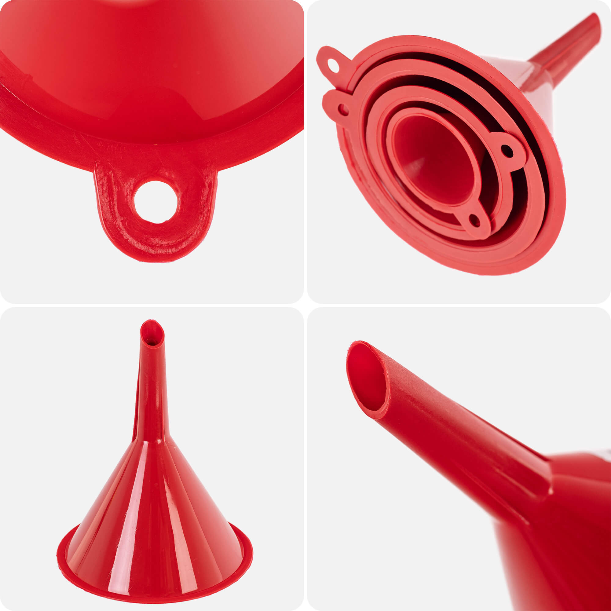 Zestaw lejków uniwersalnych Ranea czerwony 4 szt.