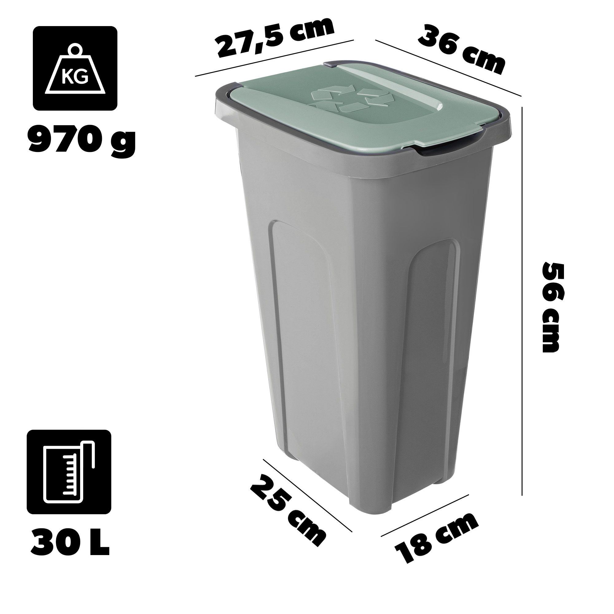 Kosz na śmieci Entrago 30L zielony
