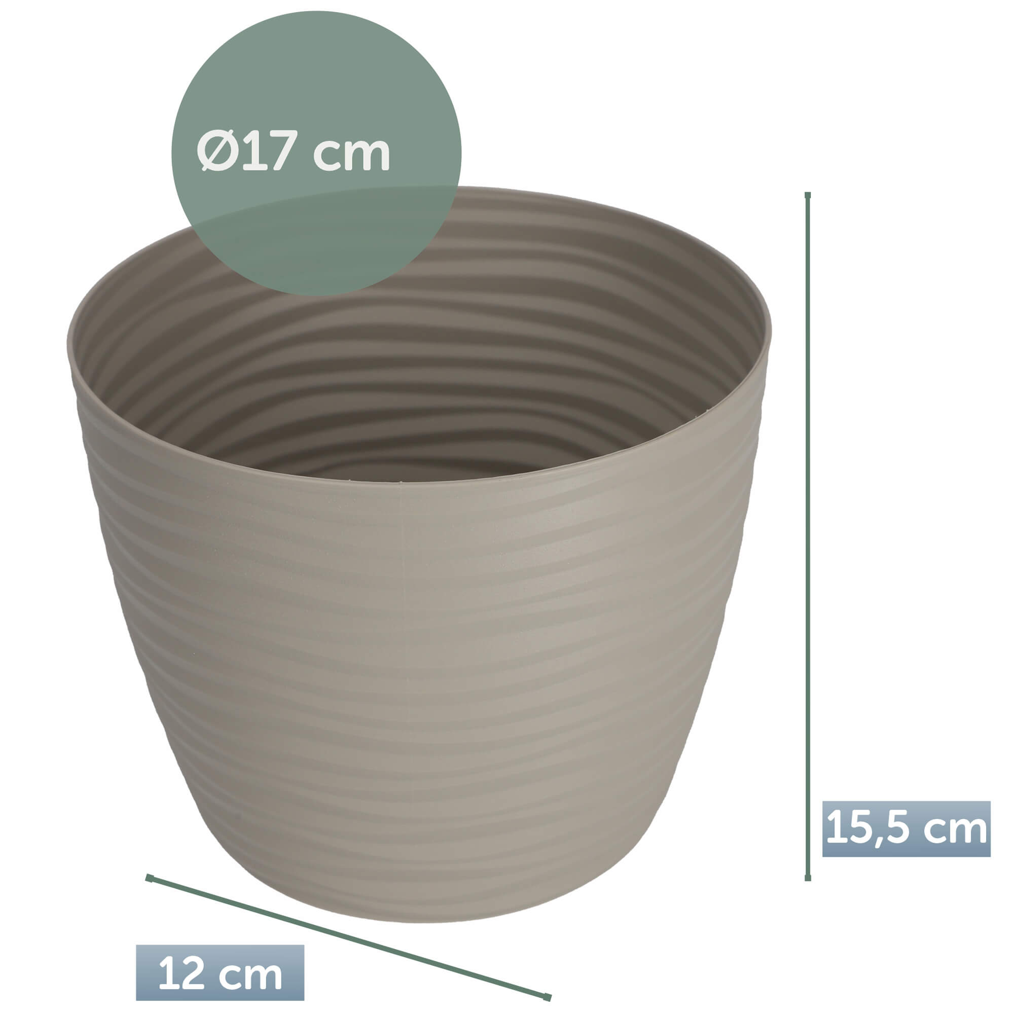 Doniczka na kwiaty z podstawką 17 cm, jasna szara