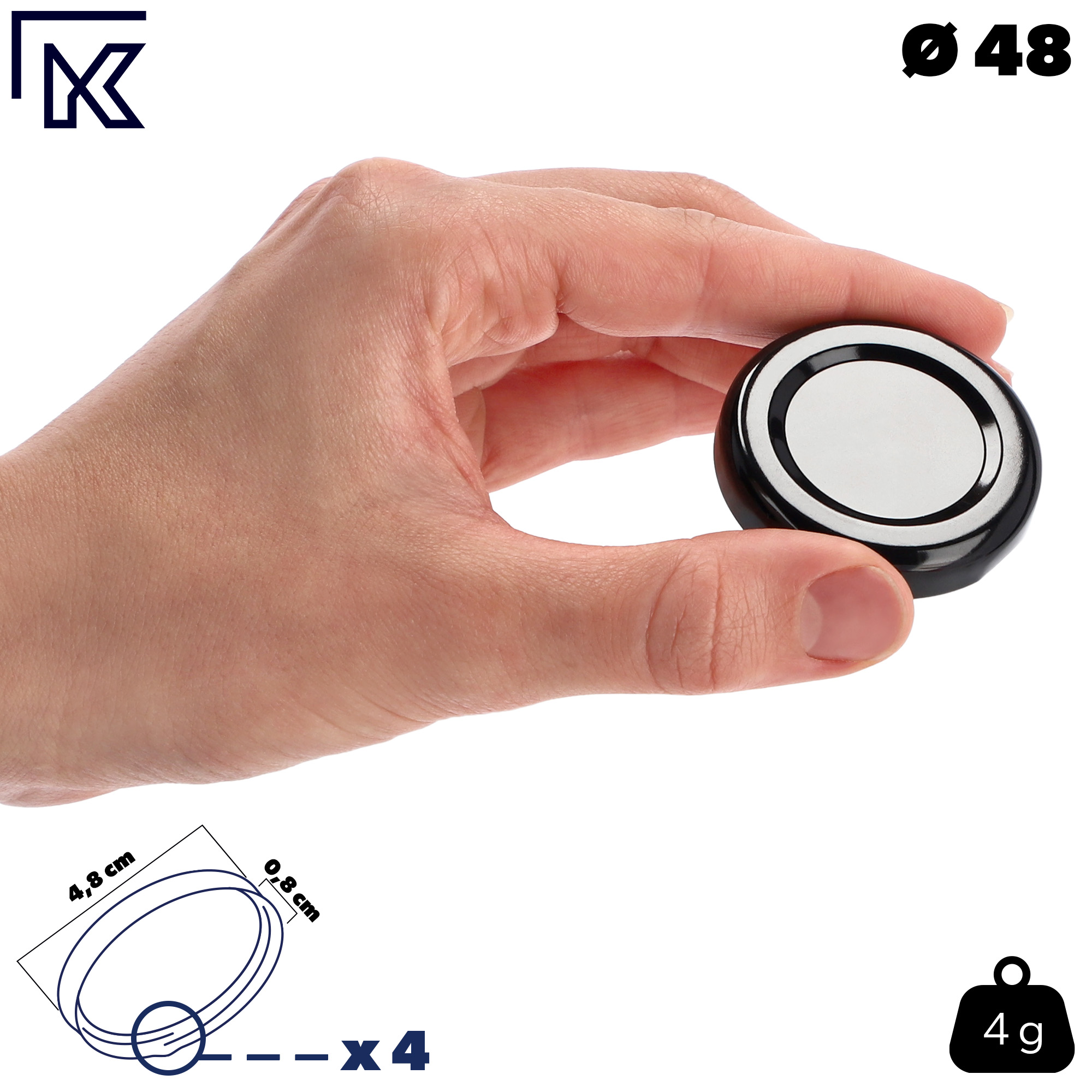 Wieczka do słoików i butelek 50szt fi 48 czarne