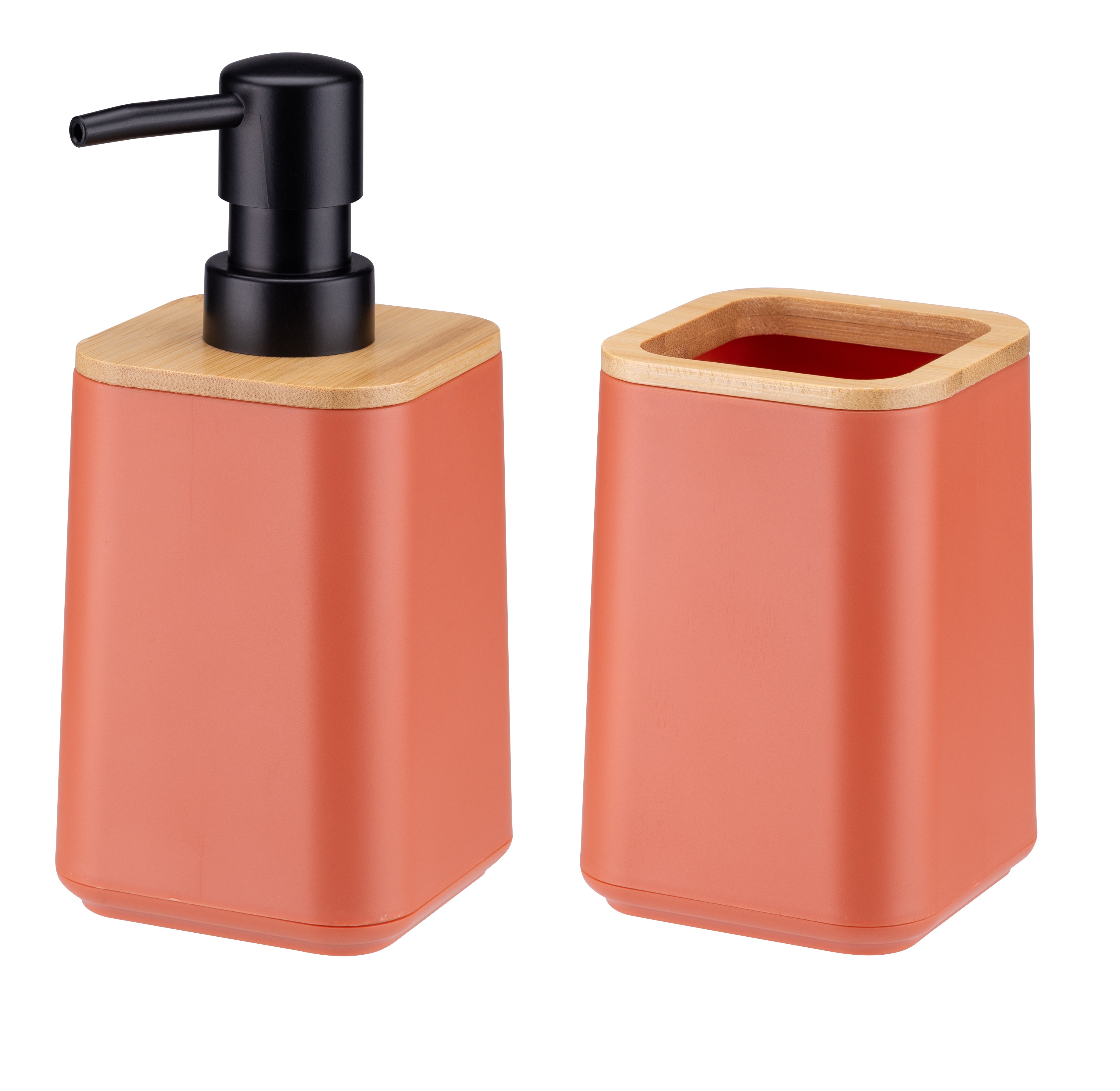 Zestaw Carrara Dozownik na mydło + Kubek łazienkowy, różowy