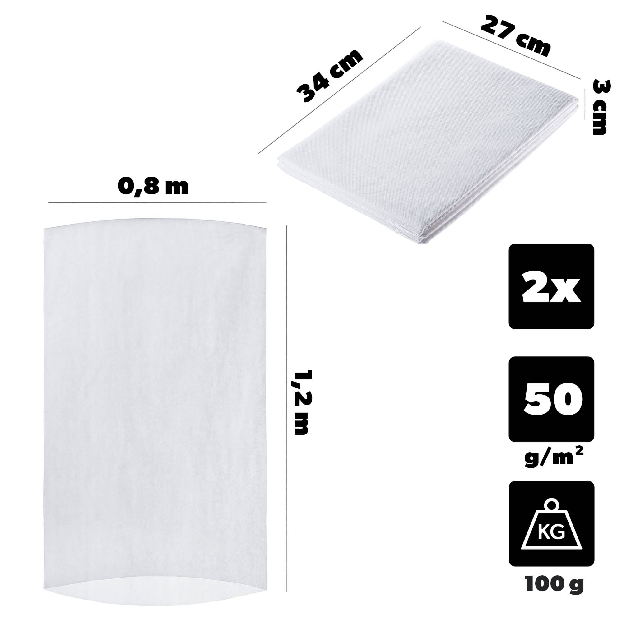 Kaptur ochronny na rośliny Vatan 0.8 x 1.2 m 50 g/m² biały 2 szt.