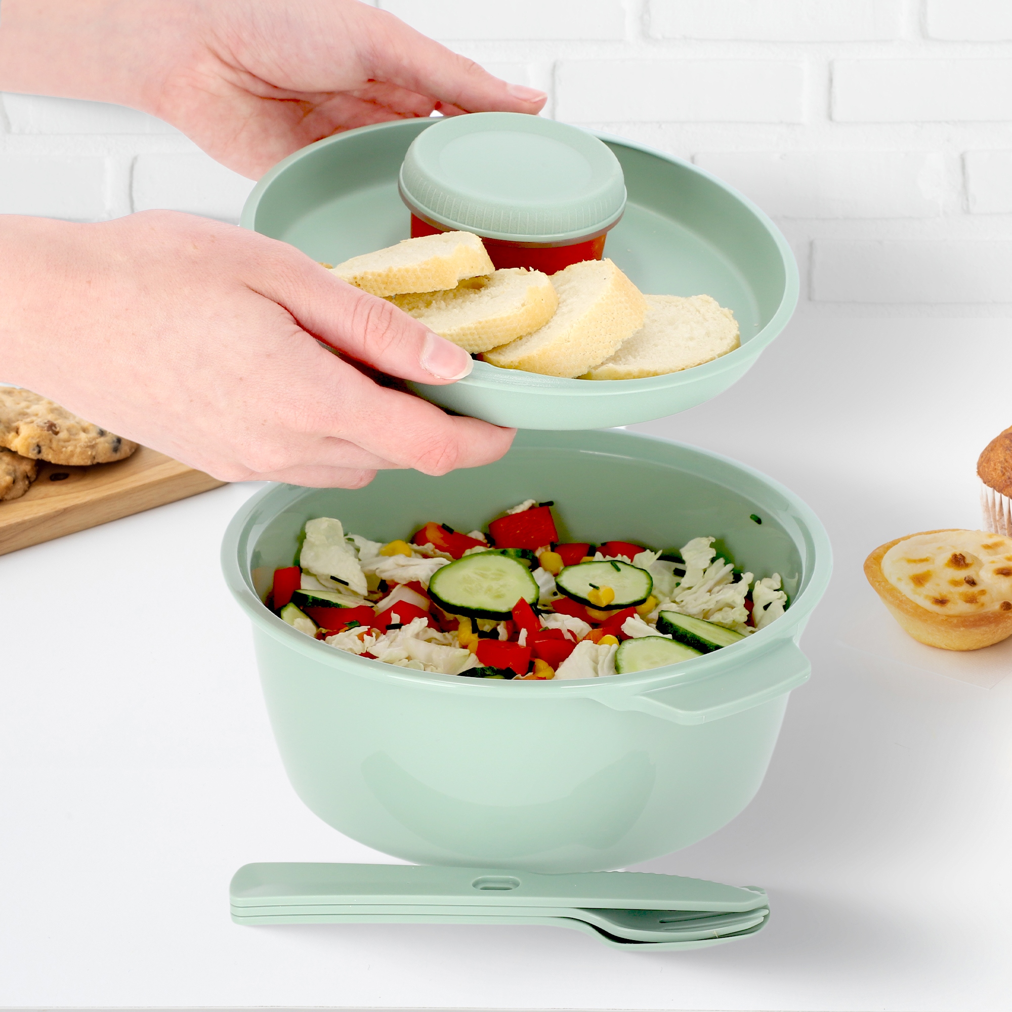 Pojemnik na żywność okrągły 1.6L Curver To Go Lunch Kit, zielony