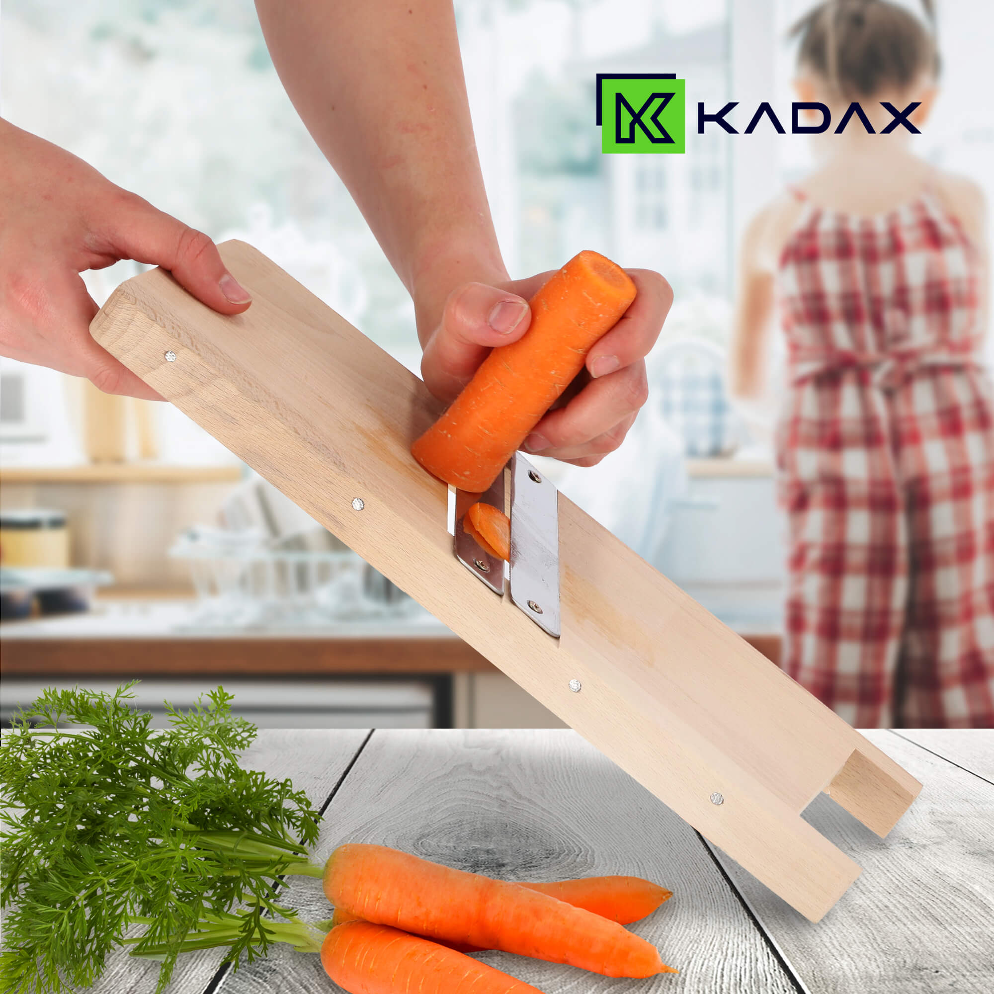 Drewniana szatkownica do warzyw Cavalle, 2 ostrza