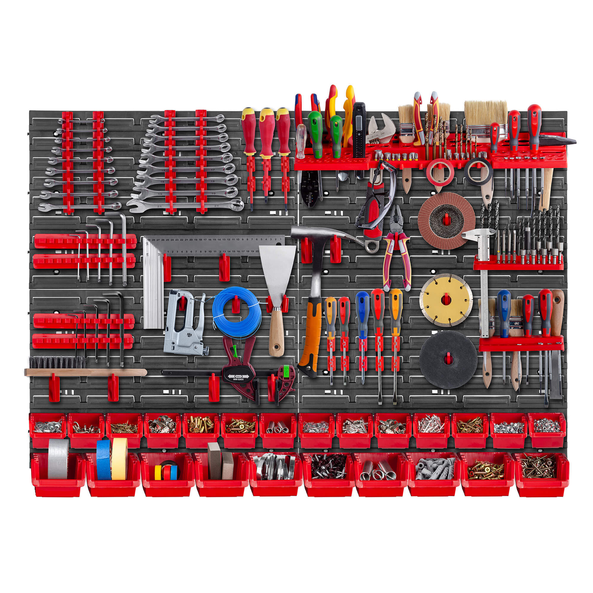 Tablica warsztatowa Lokke 67 elementów 116 x 78 cm, czerwona