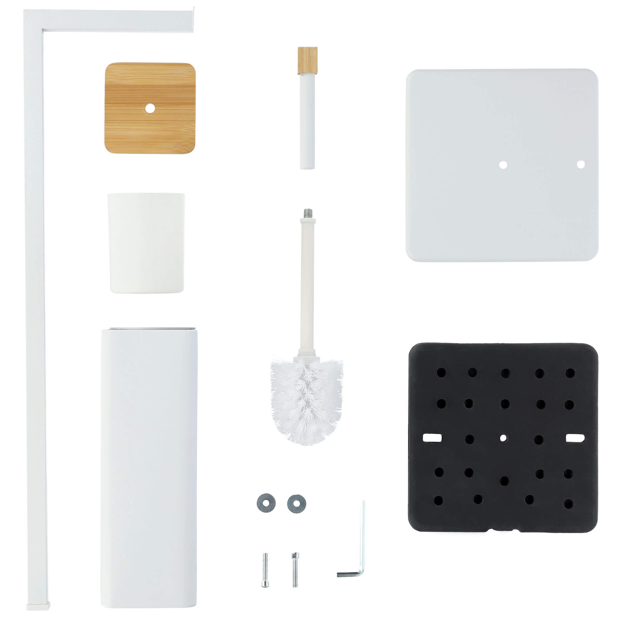 Zestaw łazienkowy Tapio stojak na papier toaletowy + szczotka do WC, biały