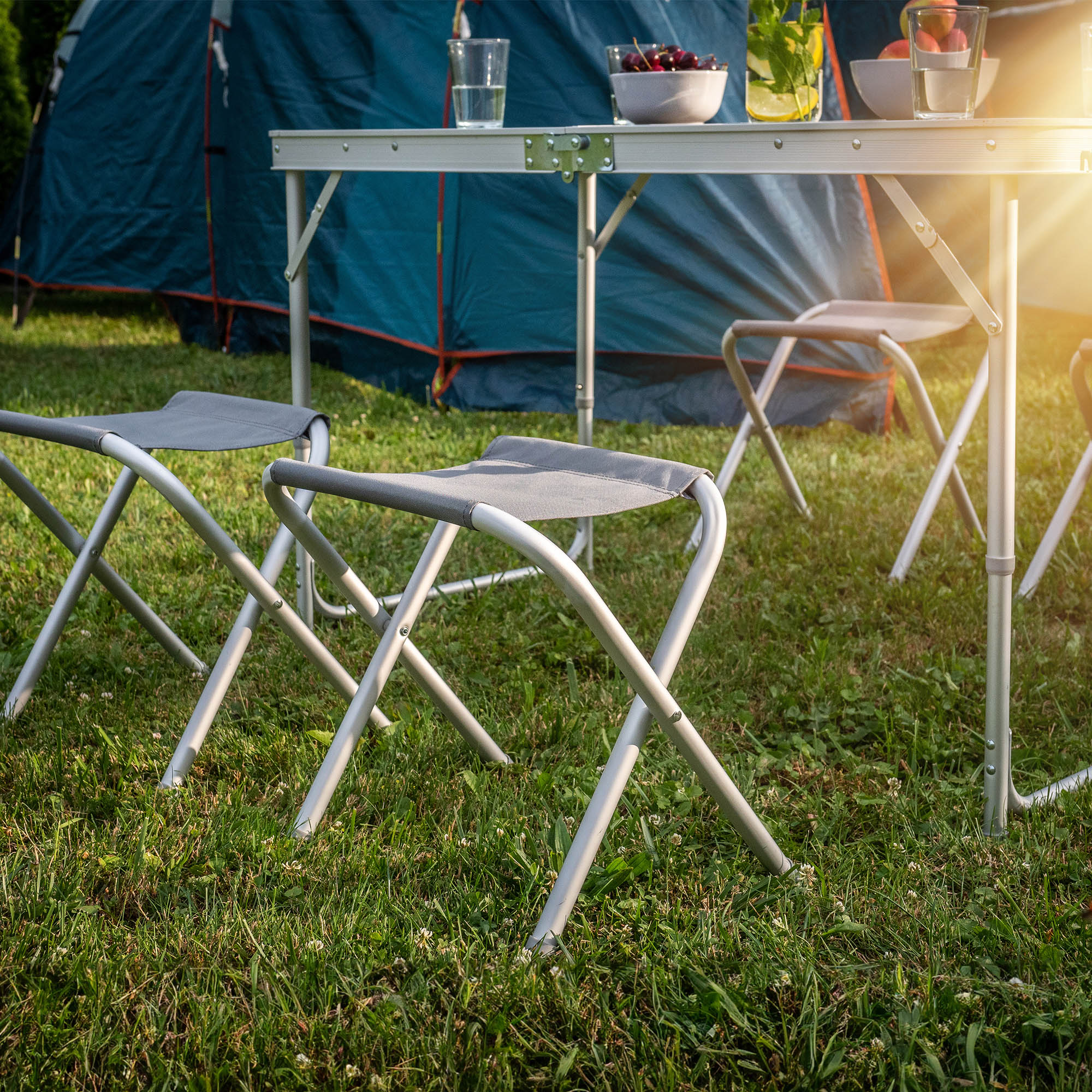 Meble kempingowe Tarragona zestaw na camping, szary