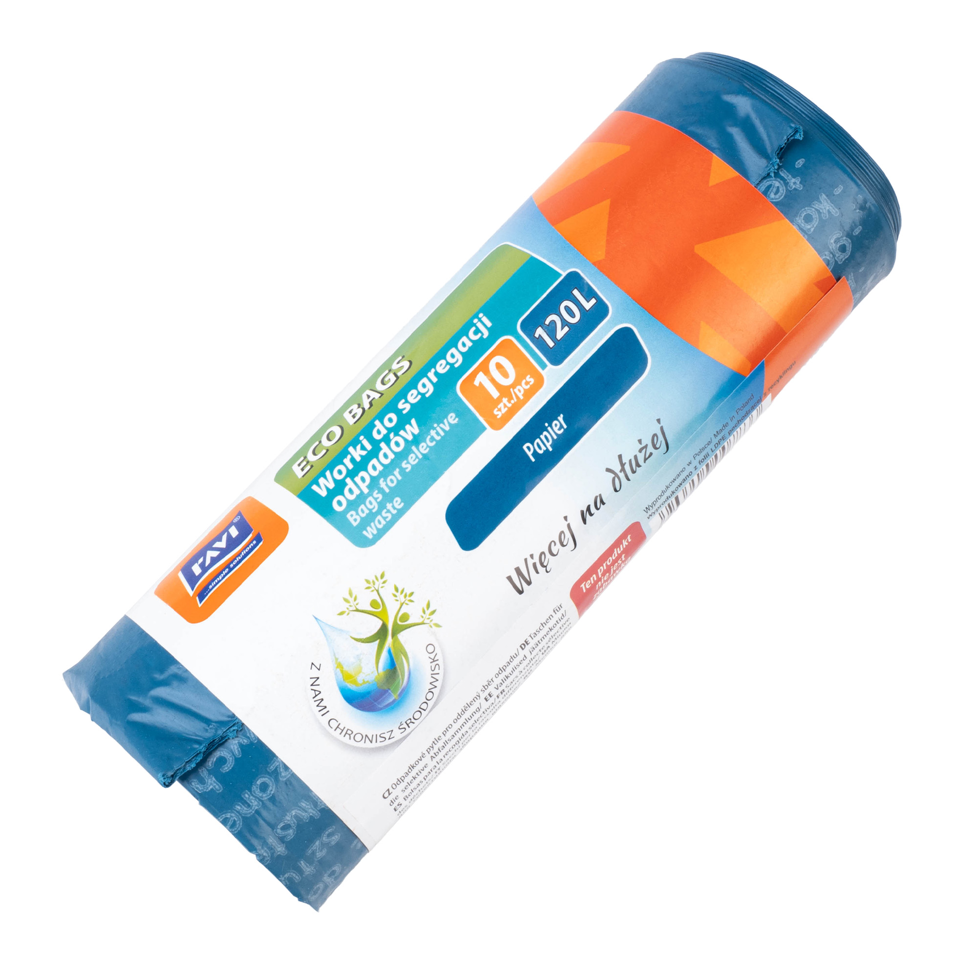Worki Eco Bags RAVI 120L 10szt niebieskie na papier