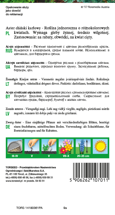 Aster chiński karłowy - Callistephus chin. fl.pl. mieszanka 1g