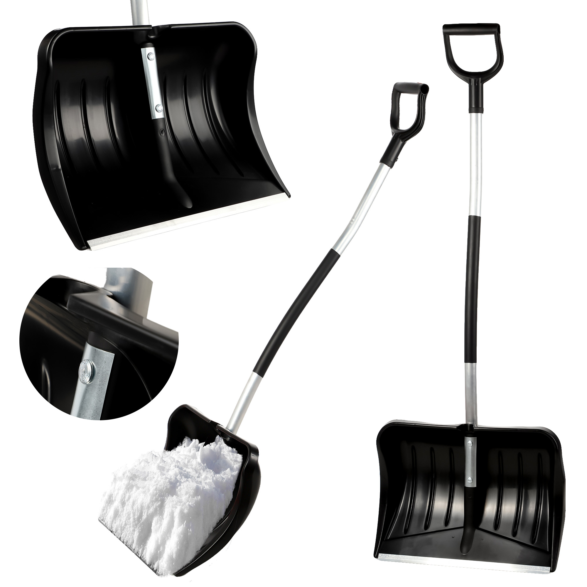 Zestaw do odśnieżania szufla czarna + saperka teleskopowa czarna