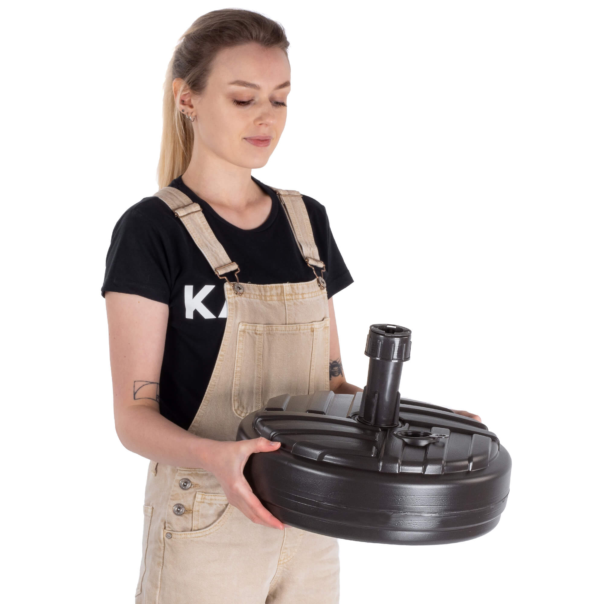 Podstawa pod parasol ogrodowy Solero w paski okrągła brąz