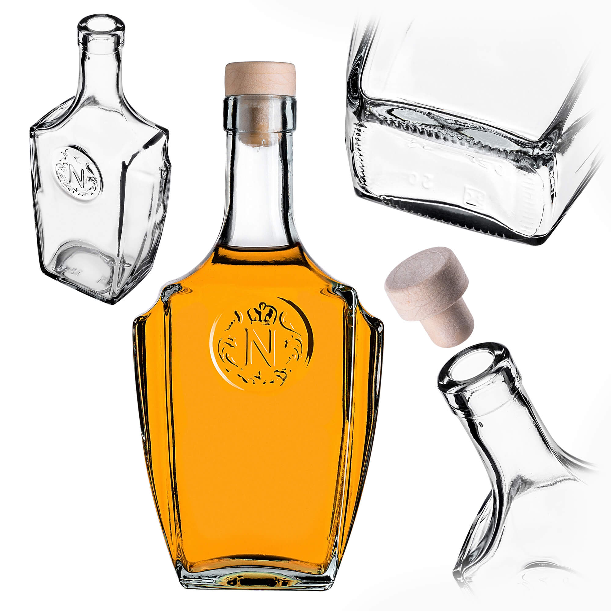 Szklana butelka na nalewkę Faenza 500ml z korkiem syntetycznym 1 szt.