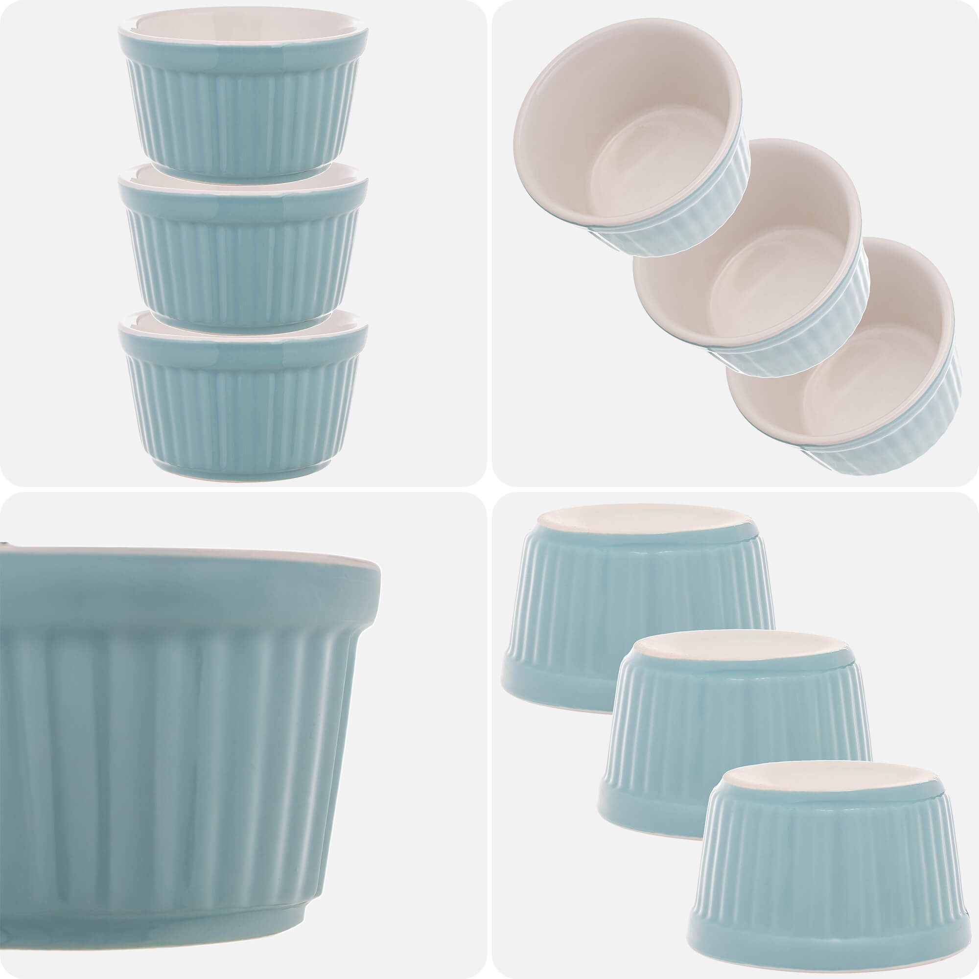 Naczynie ceramiczne do zapiekania Maes 9 x 5 cm miętowe 3 szt.