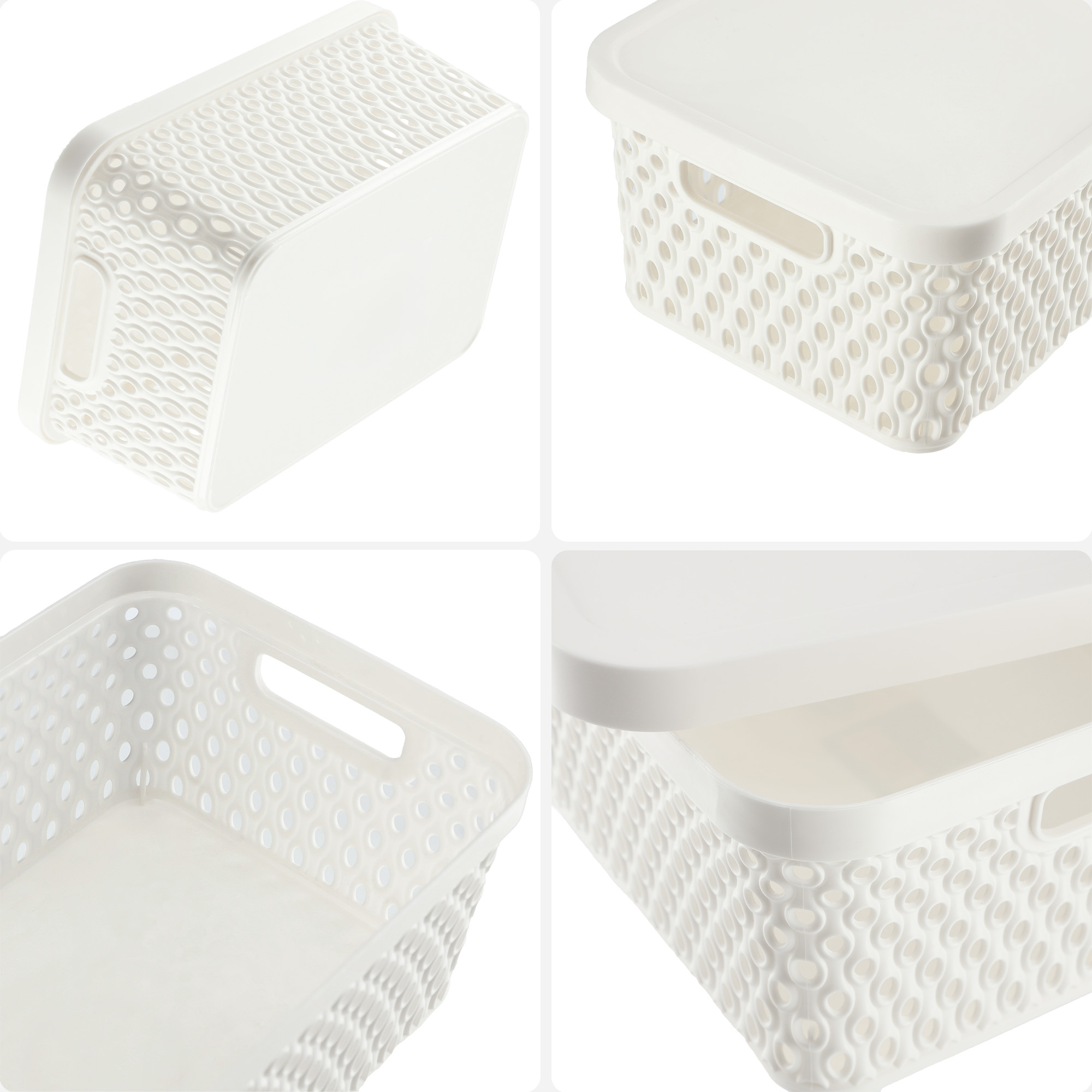 Koszyk z pokrywą do przechowywania Pau 4,5L biały