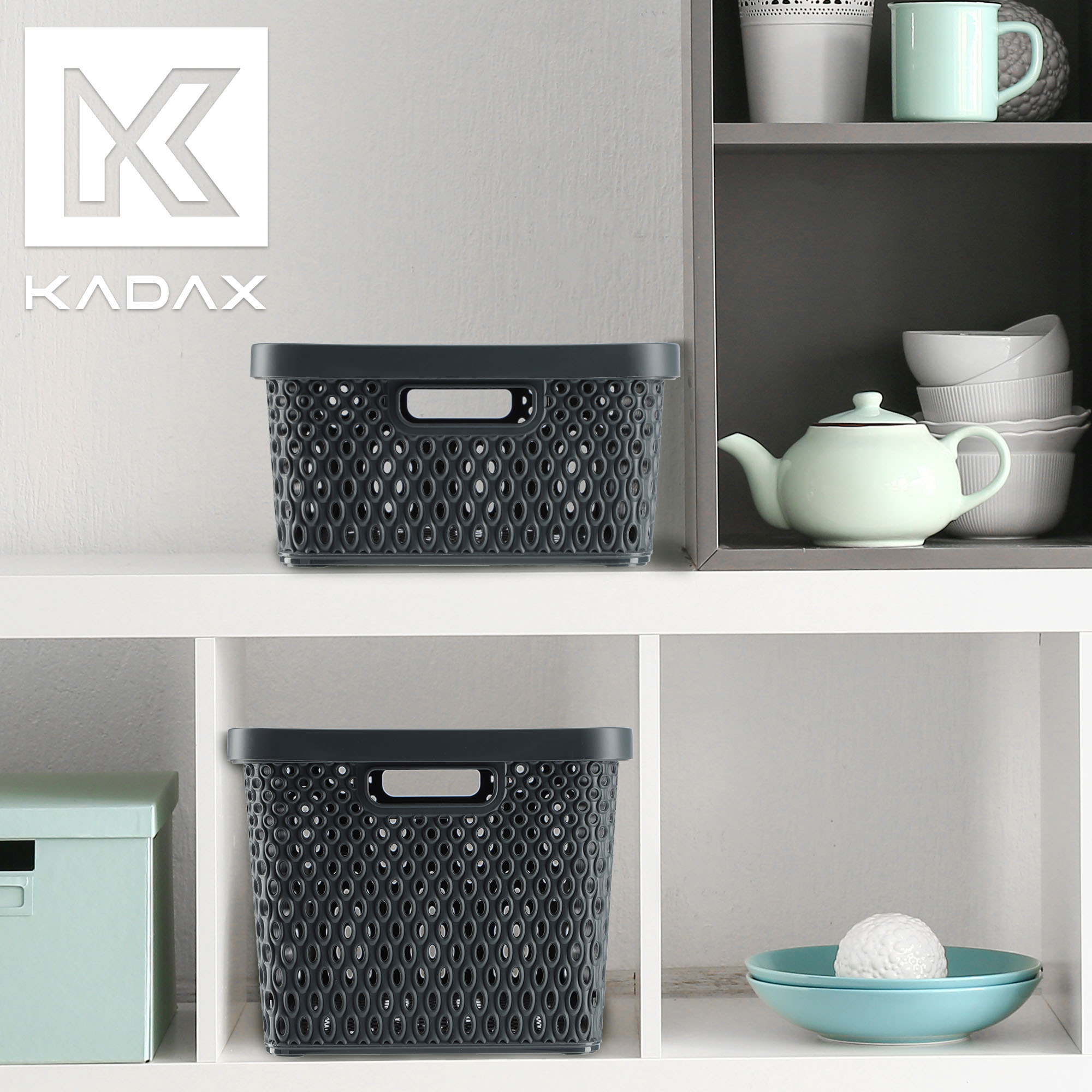 Koszyk z pokrywą do przechowywania Pau 18L szary