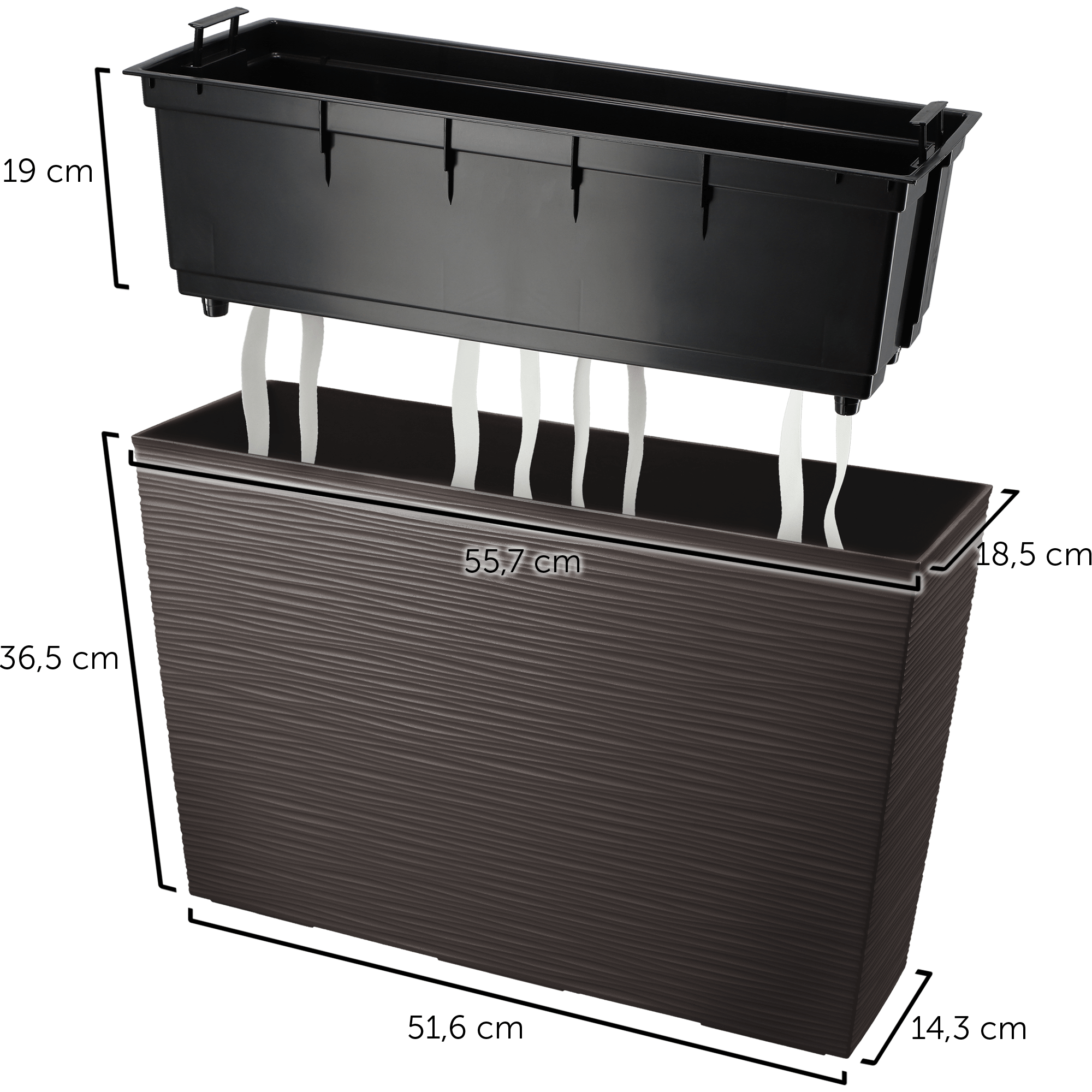 Donica ogrodowa Sorbo dłuto 56 x 19 cm, mokka