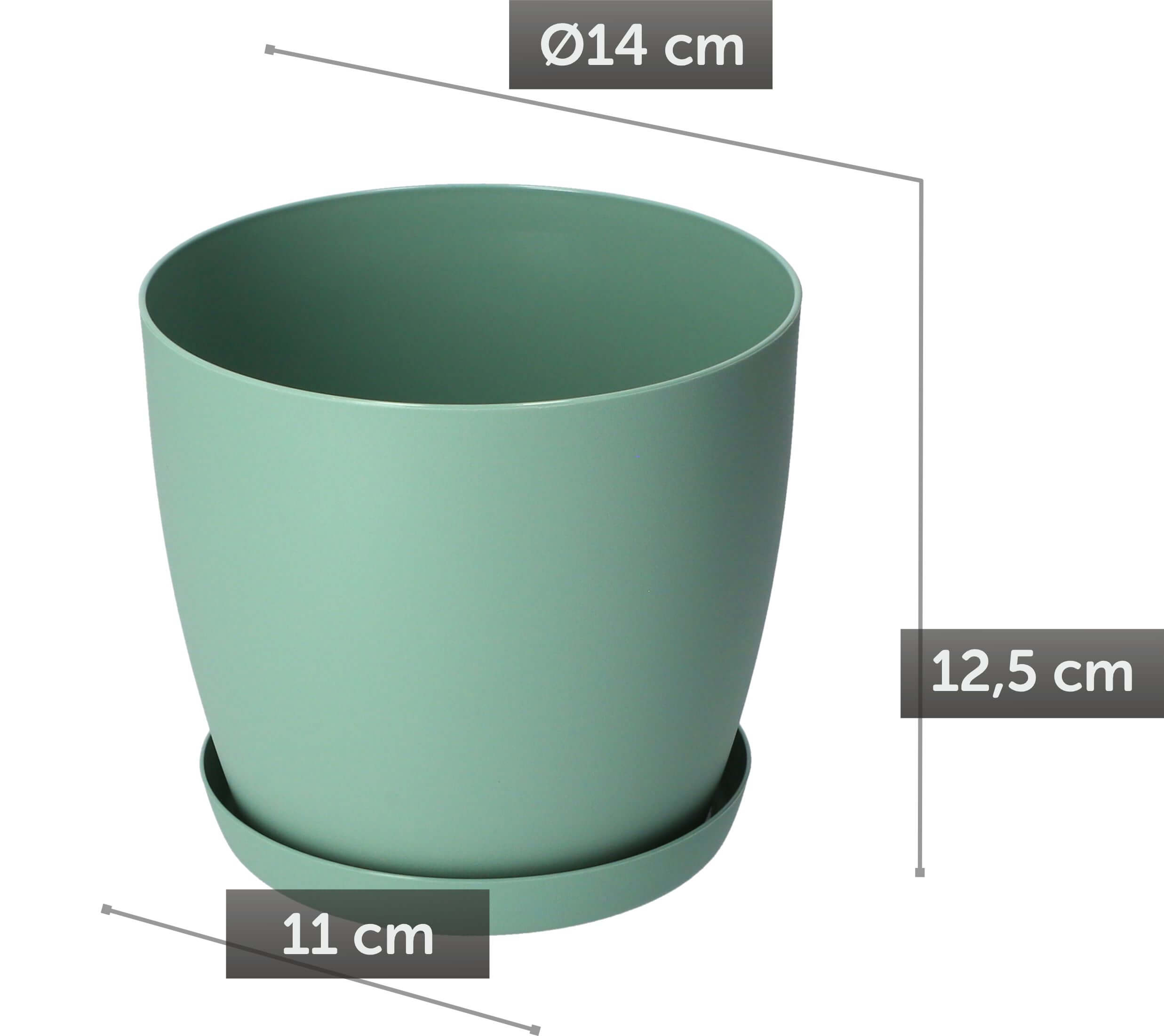 Doniczka Agen z podstawką 14 cm, matowa zielona