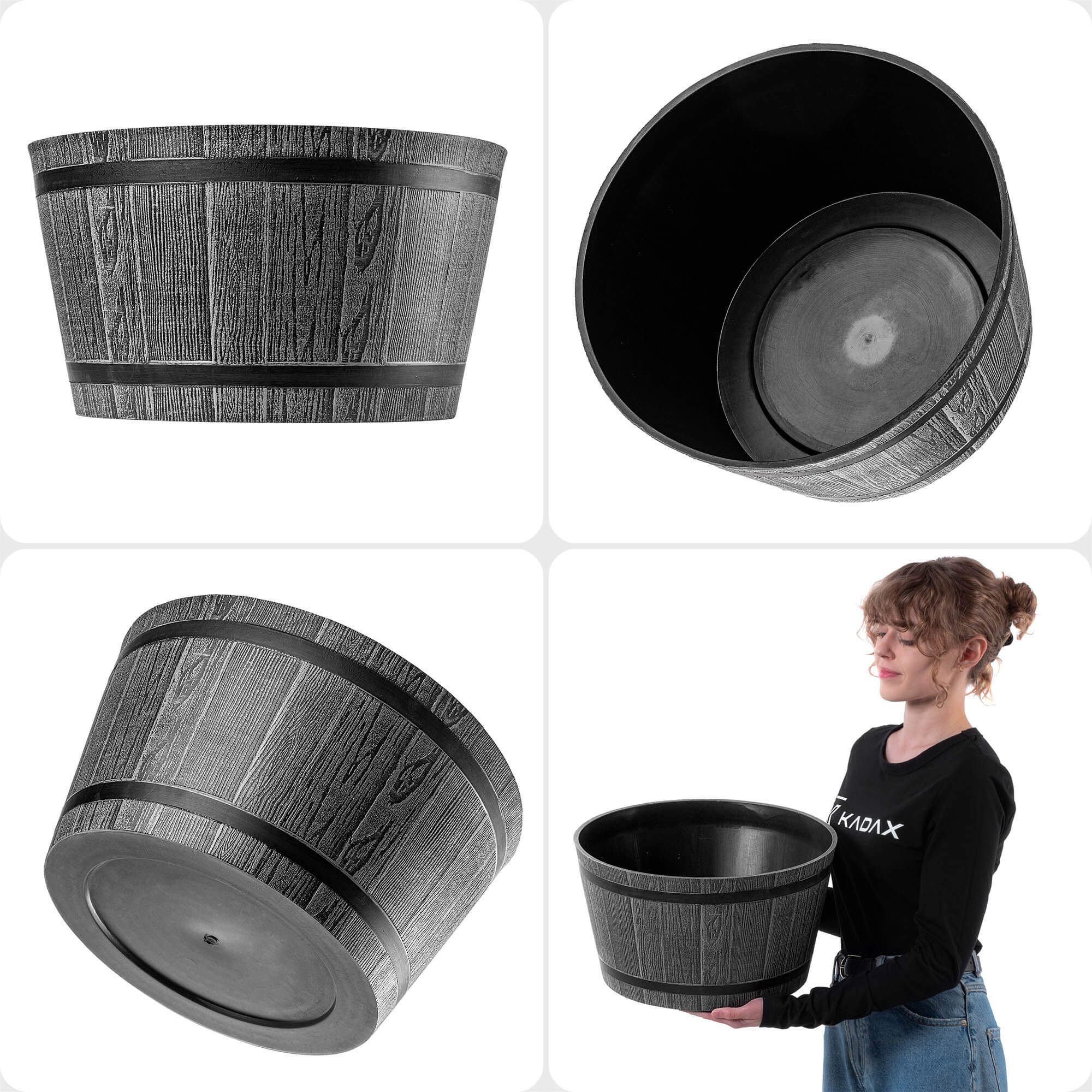 Donica na kwiaty Sori 40 cm, ciemny szary