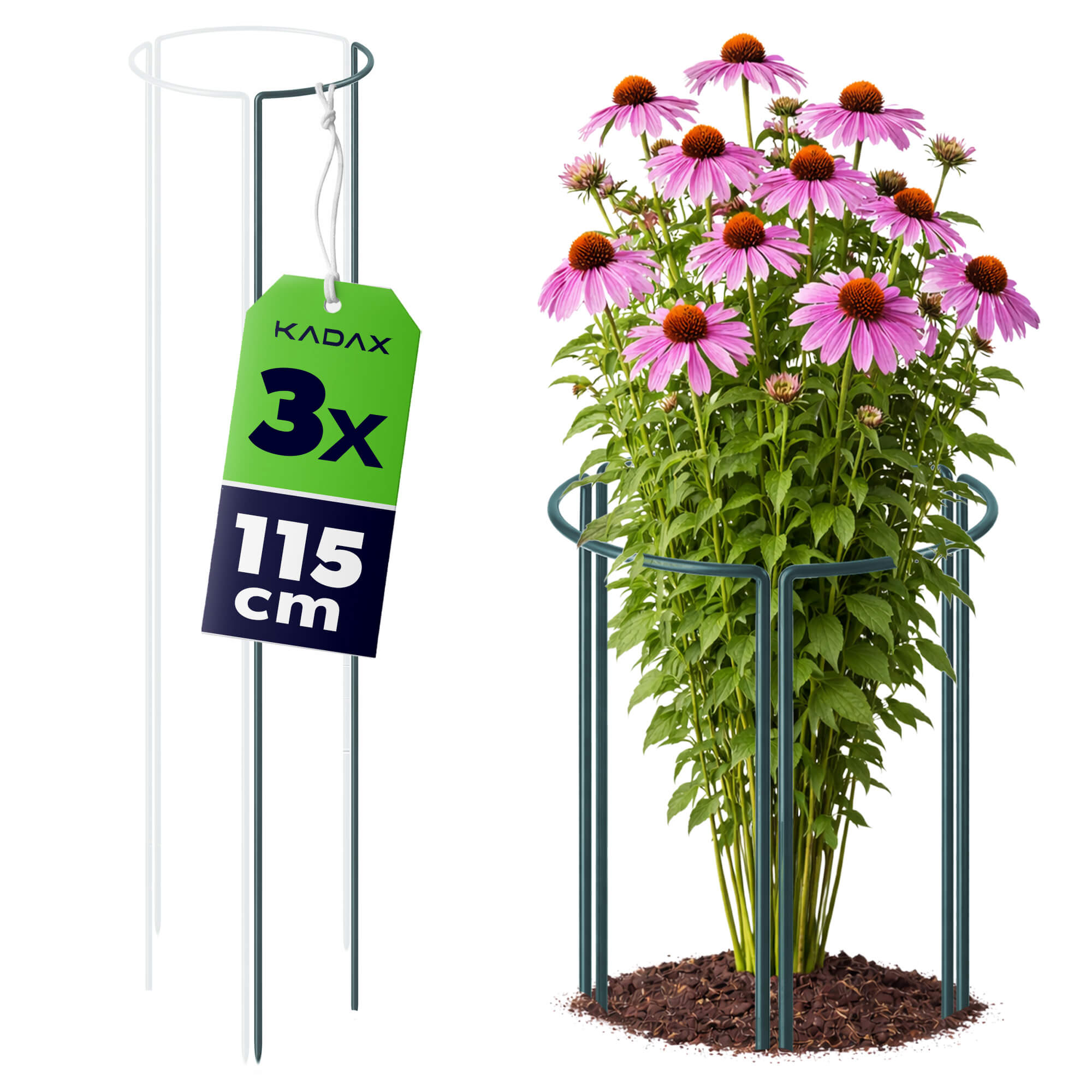 Podpora ogrodowa Mahet 1/3 koła 115 cm stalowa zielona 3 szt.