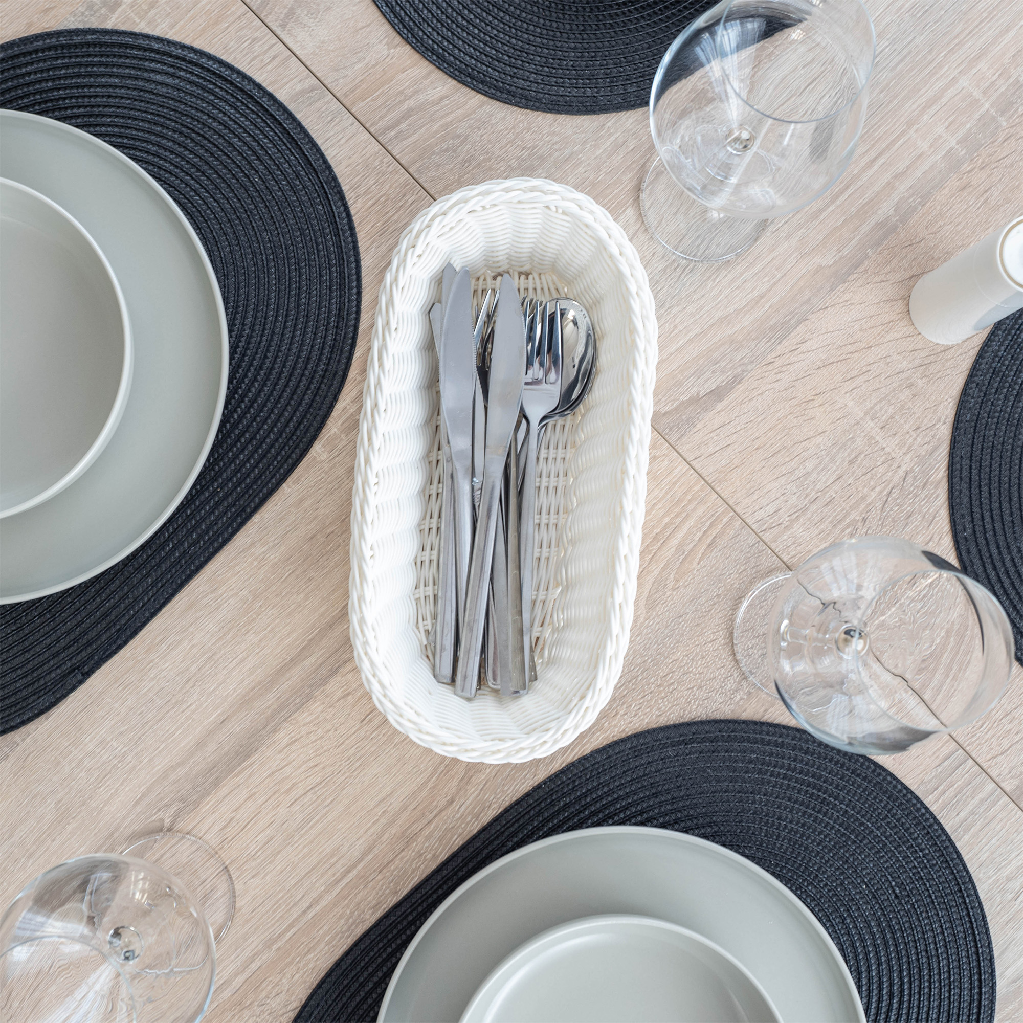 Koszyk pleciony Arezzo podłużny, kremowy