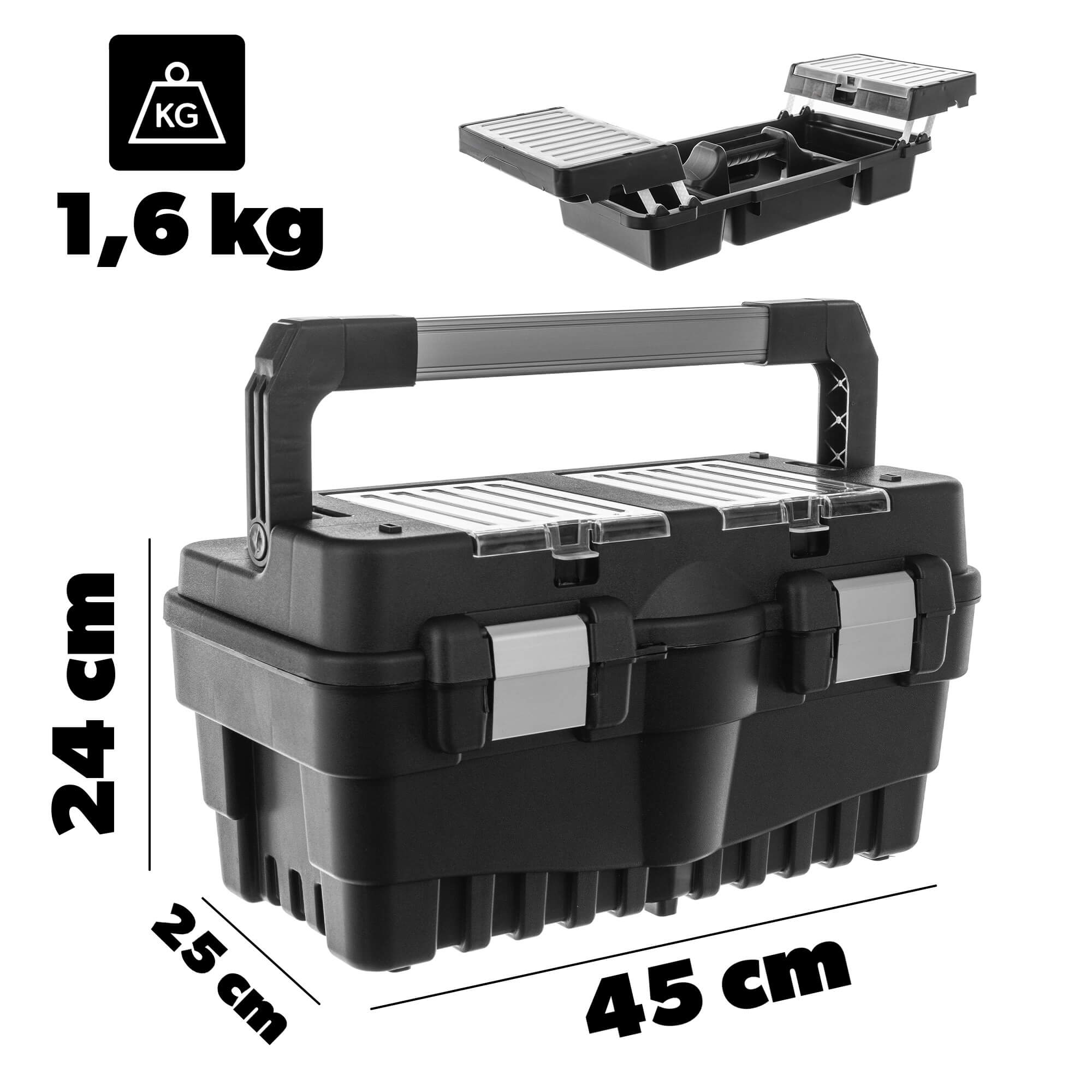 Skrzynka narzędziowa Laren z 2 organizerami