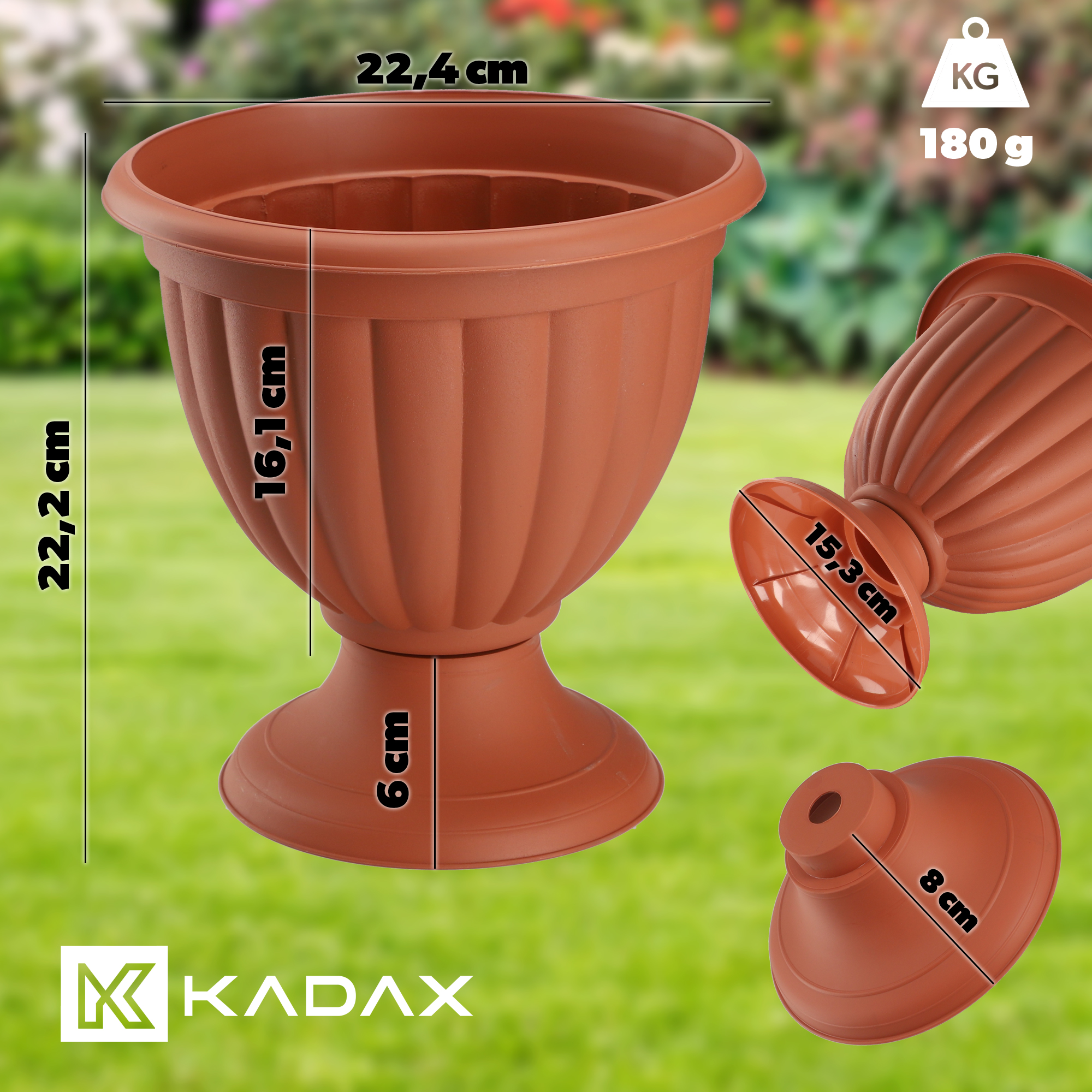 Doniczka gazonowa Suba 23 cm, terrakota