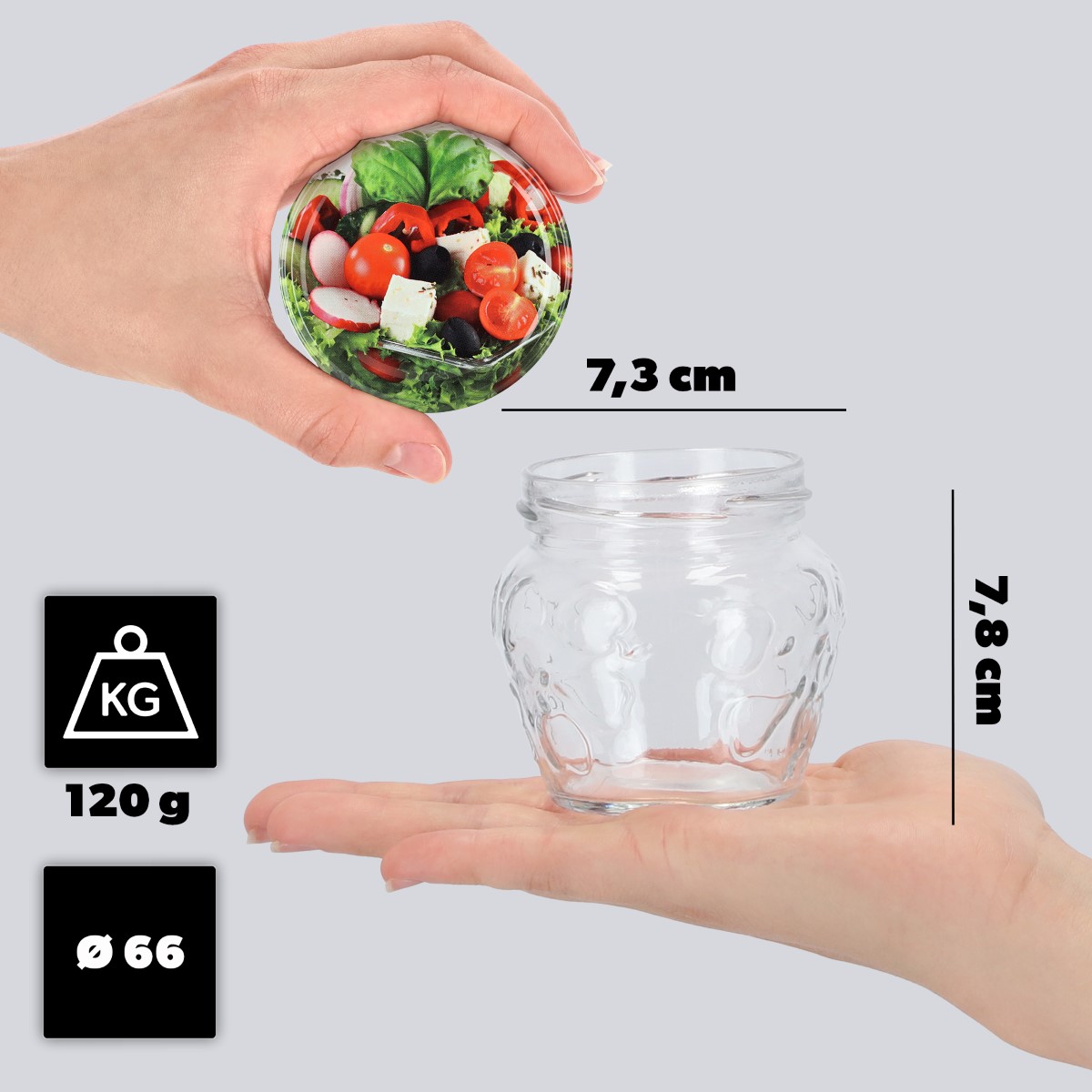 Słoiki Kemi 200ml 10szt 66mm + wieczka "Mix Warzyw"