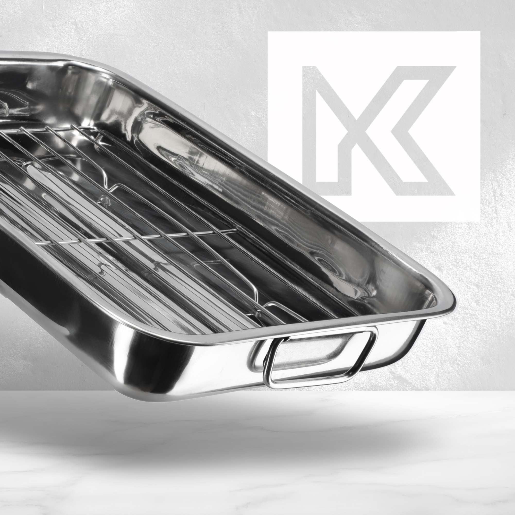 Brytfanny z rusztem 30 + 35 + 40 cm, srebrne