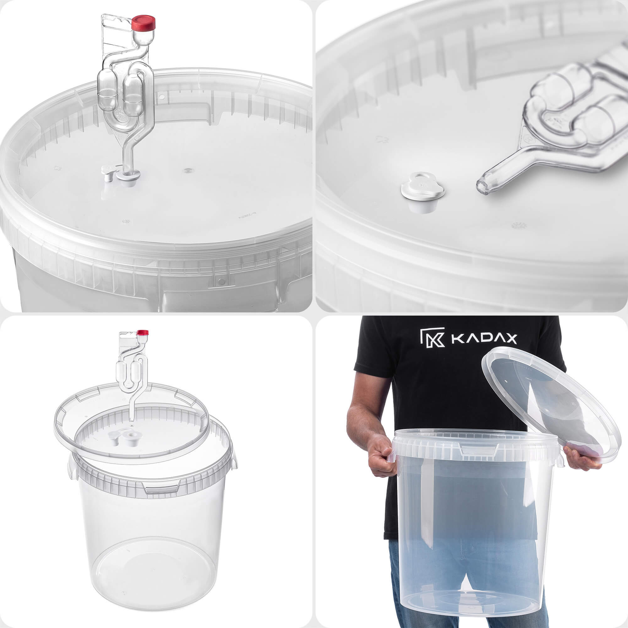 Pojemnik fermentacyjny Acerra z pokrywą 33L transparentny + korek + rurka fermentacyjna