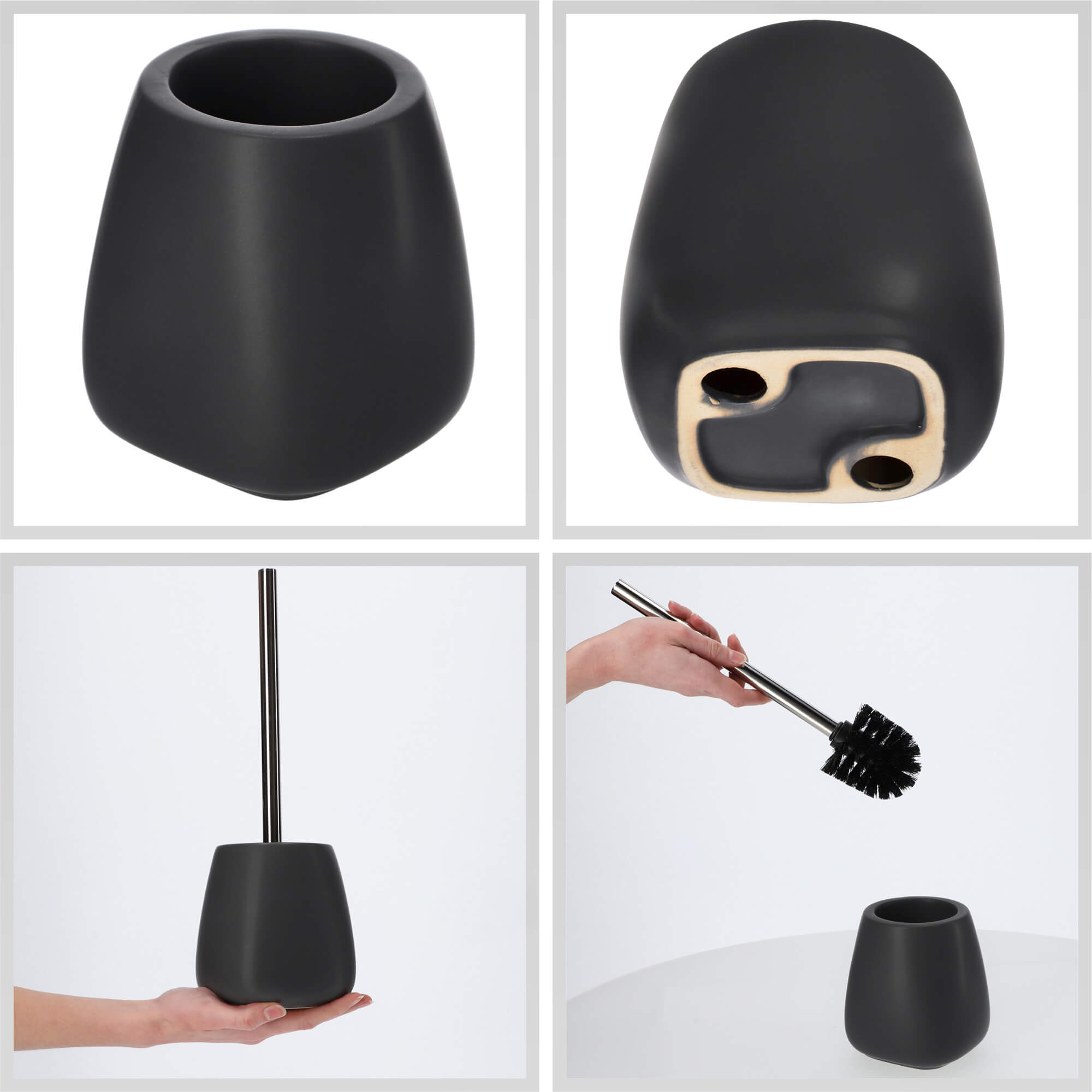 Zestaw dozownik na mydło + szczotka WC, czarny