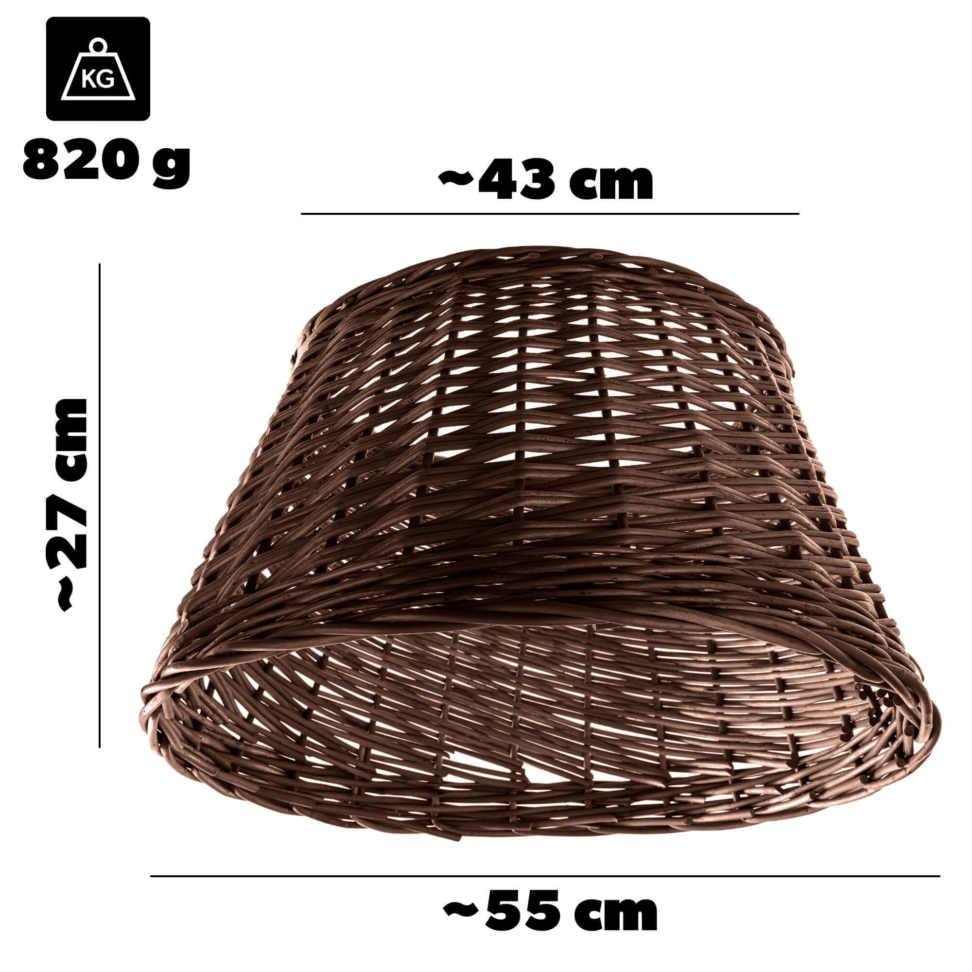 Osłona wiklinowa choinkowa naturalna Aliano 55cm ciemna