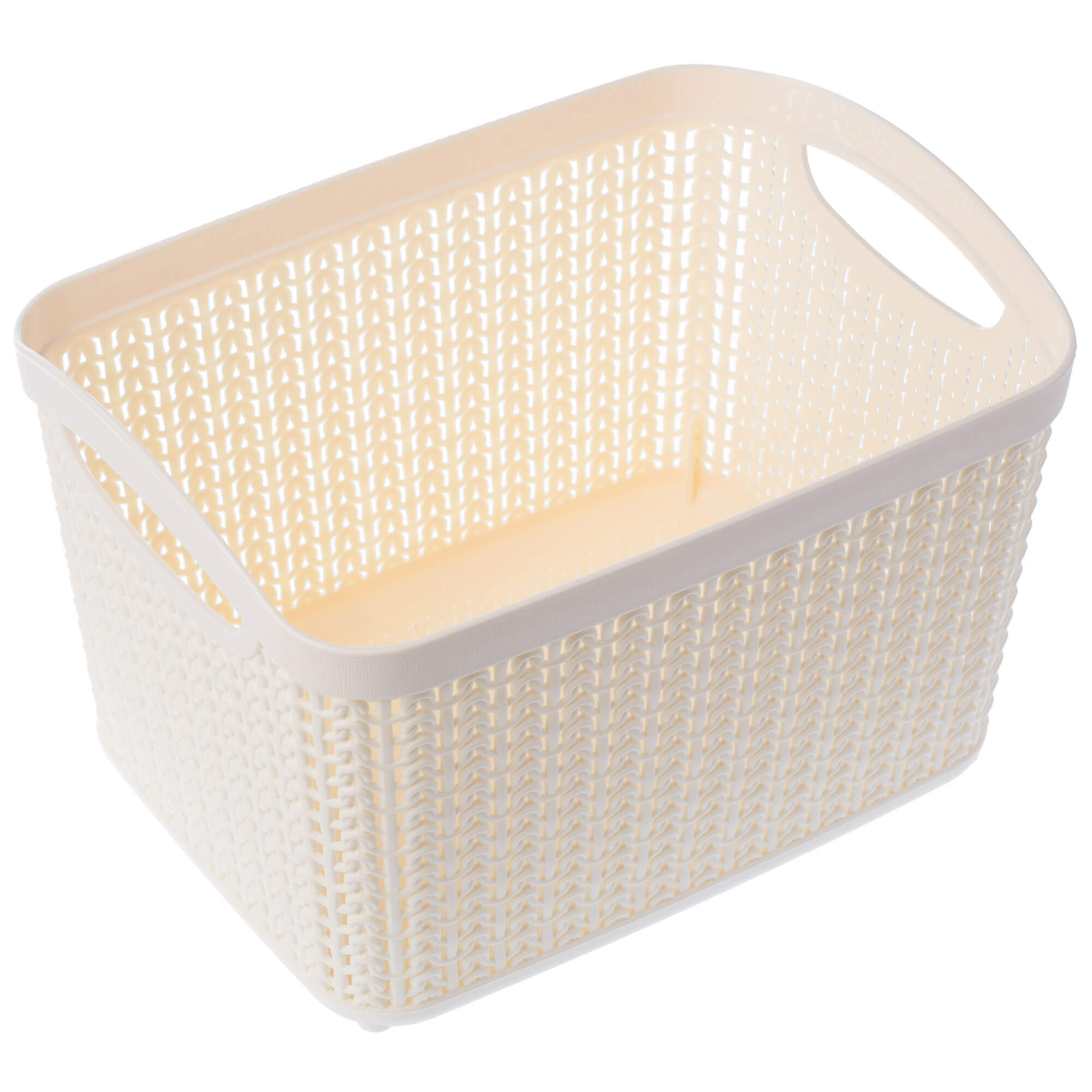 Koszyk plastikowy prostokątny Fonti 6.6L, kremowy, 2 szt.