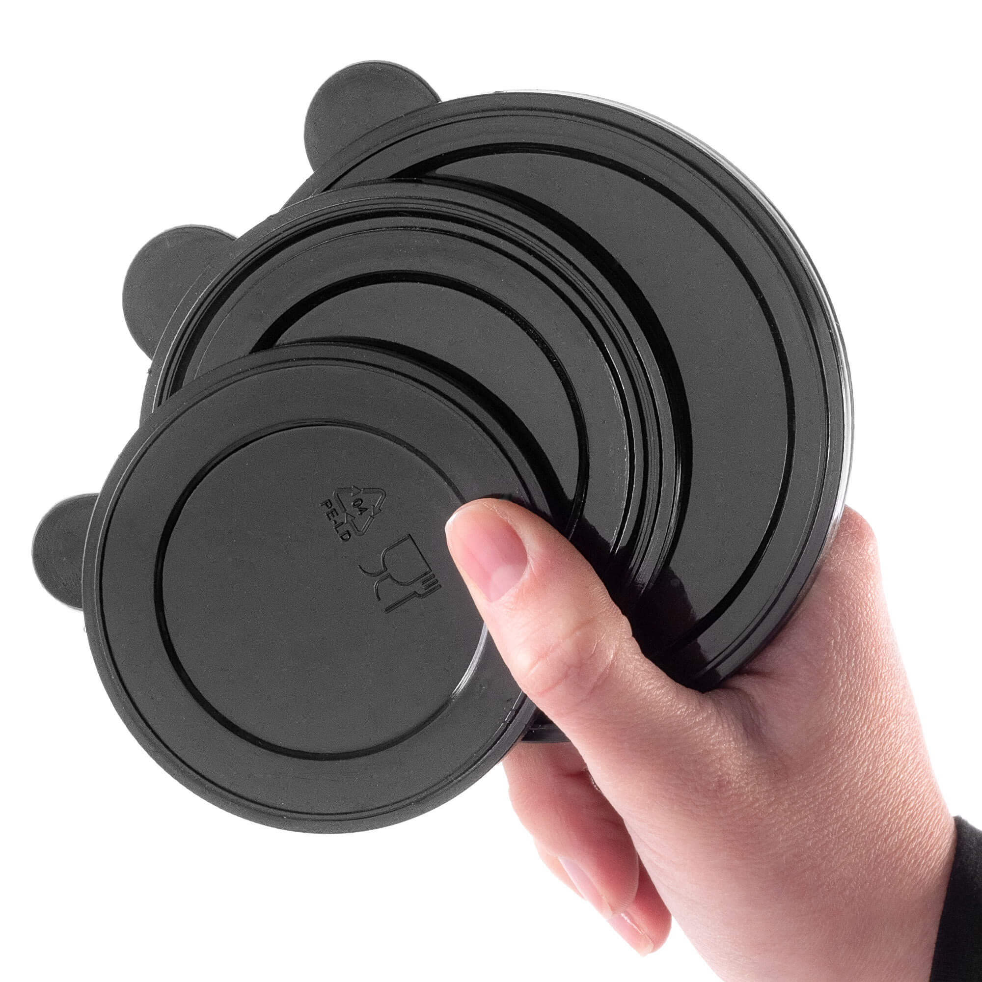 Zestaw pokrywek na puszki Oizon 100mm 84mm 73mm czarny 12 szt.