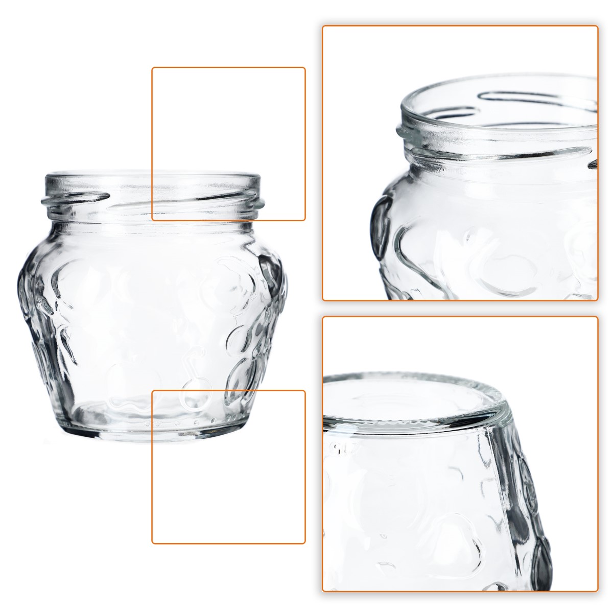 Słoiki Kemi 200ml 50szt 66mm + wieczka "Czerwony Groszek"