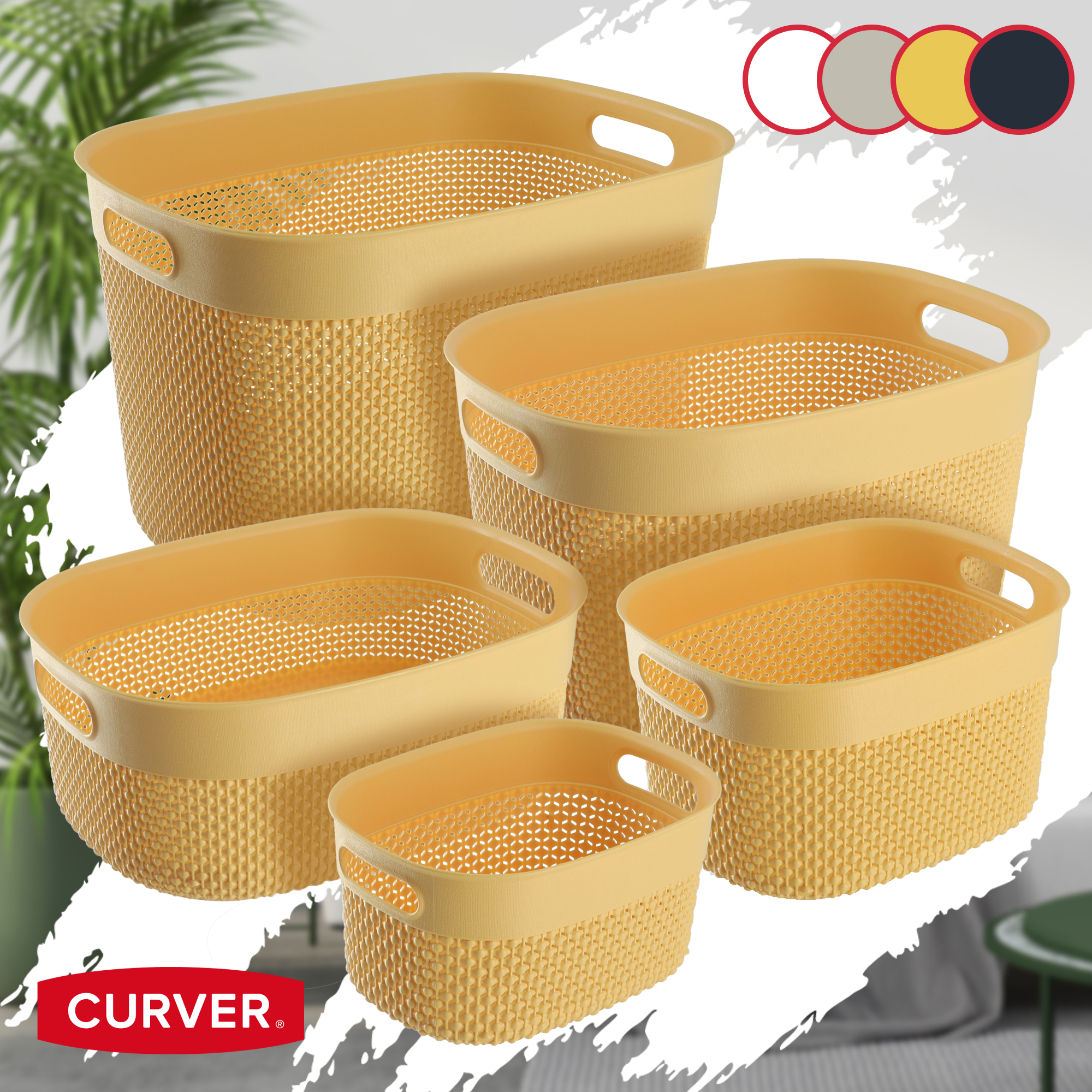 Koszyk prostokątny 18L Curver Filo Recycled, żółty