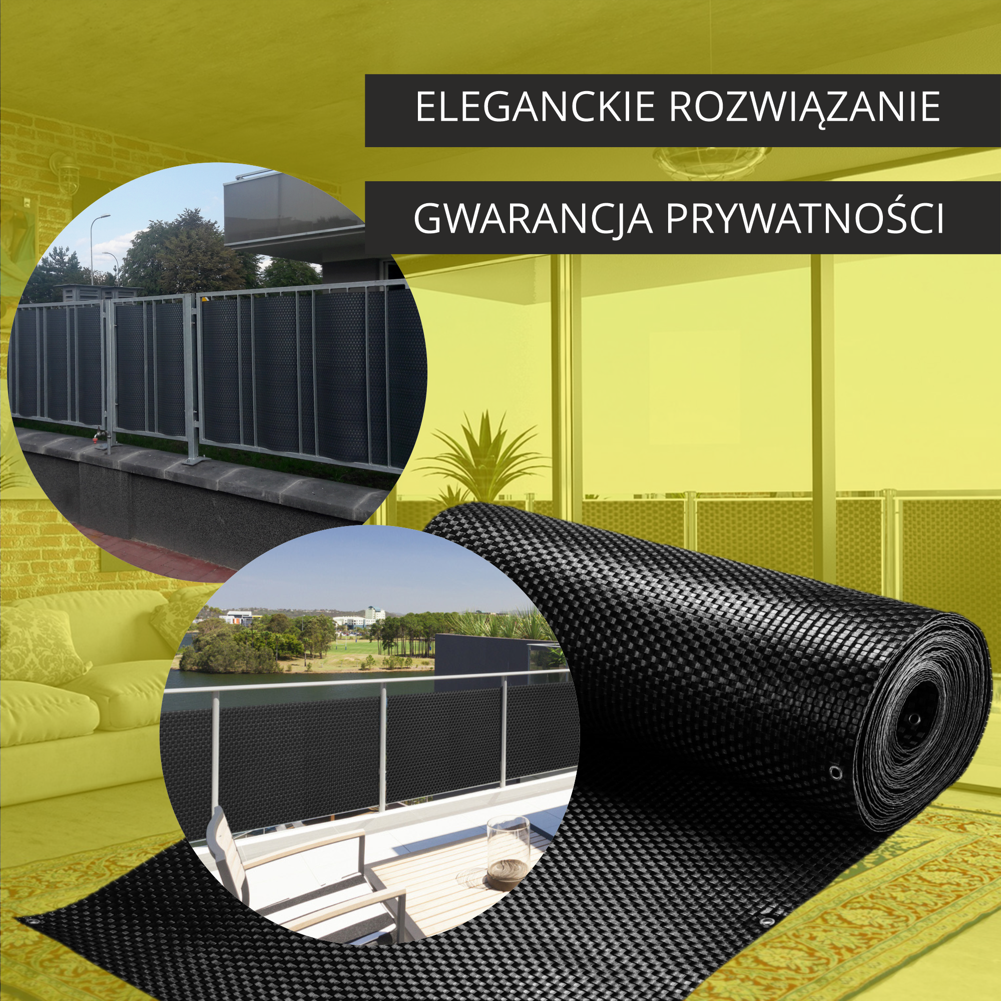 Osłona balkonowa Skei 100 x 90 cm, czarny